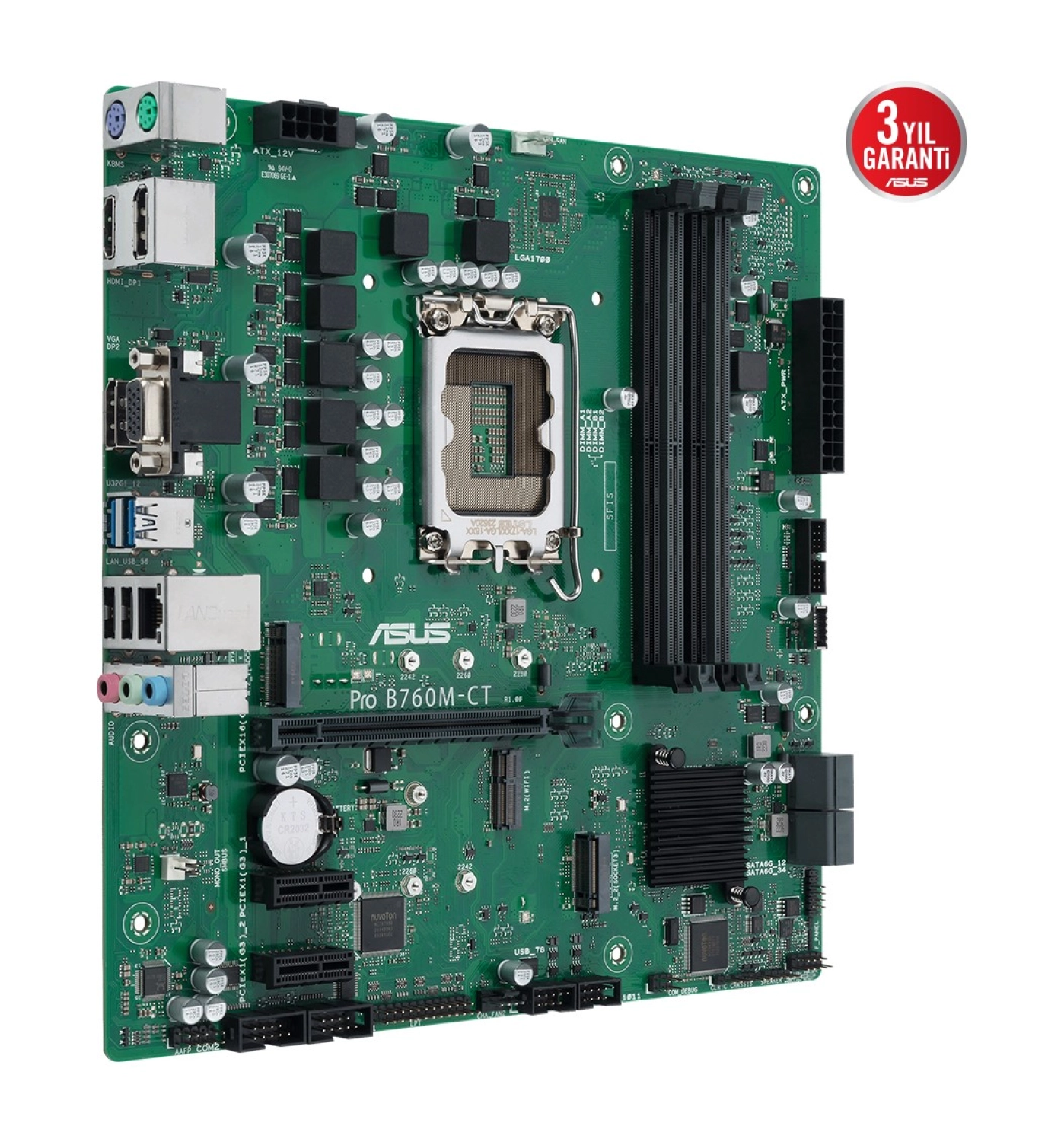 Asus Pro B760M-Ct-Csm Intel B760 Lga1700 Ddr5 6200 2Xdp Hdmı Vga Çift M2 Usb3.2 Wifi 6E + Bt Tpm Matx (Pro B760M-Ct-Csm) Anakart - Görsel 4