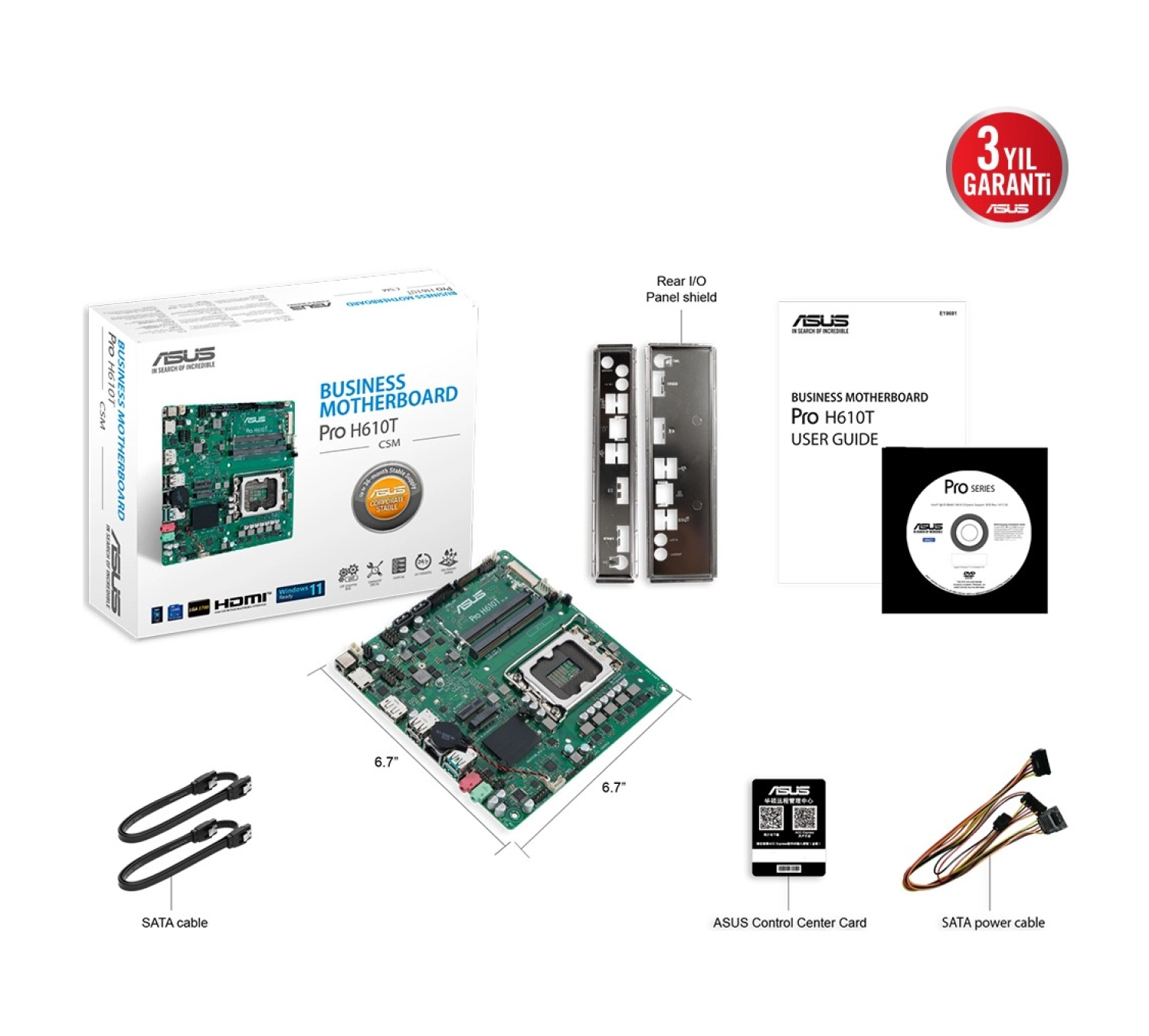 Asus Pro H610T-Csm Intel H610 Ddr5 5600 Lga1700 Mini Itx - Pro H610T-Csm Anakart - Görsel 6