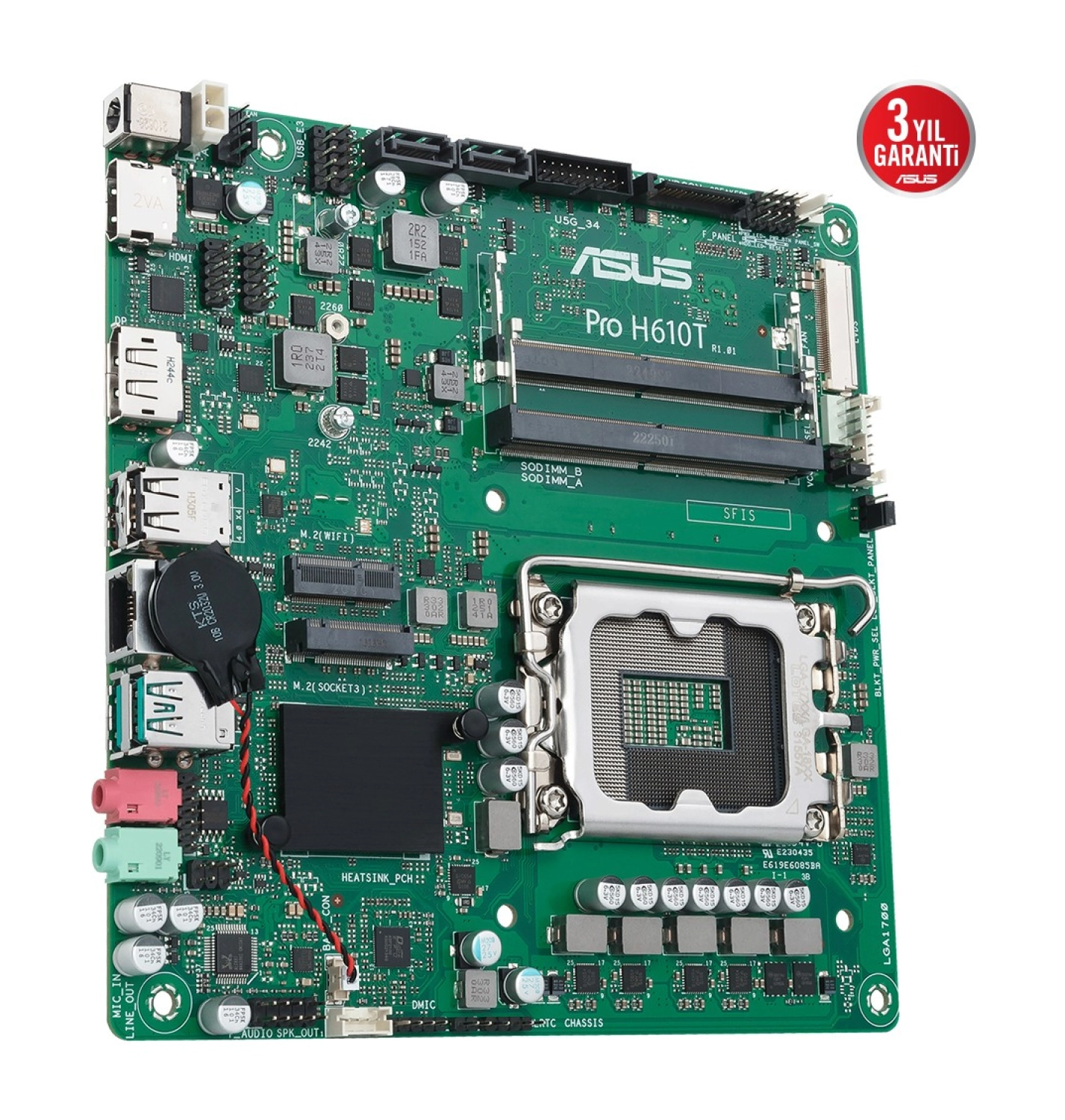 Asus Pro H610T-Csm Intel H610 Ddr5 5600 Lga1700 Mini Itx - Pro H610T-Csm Anakart - Görsel 3
