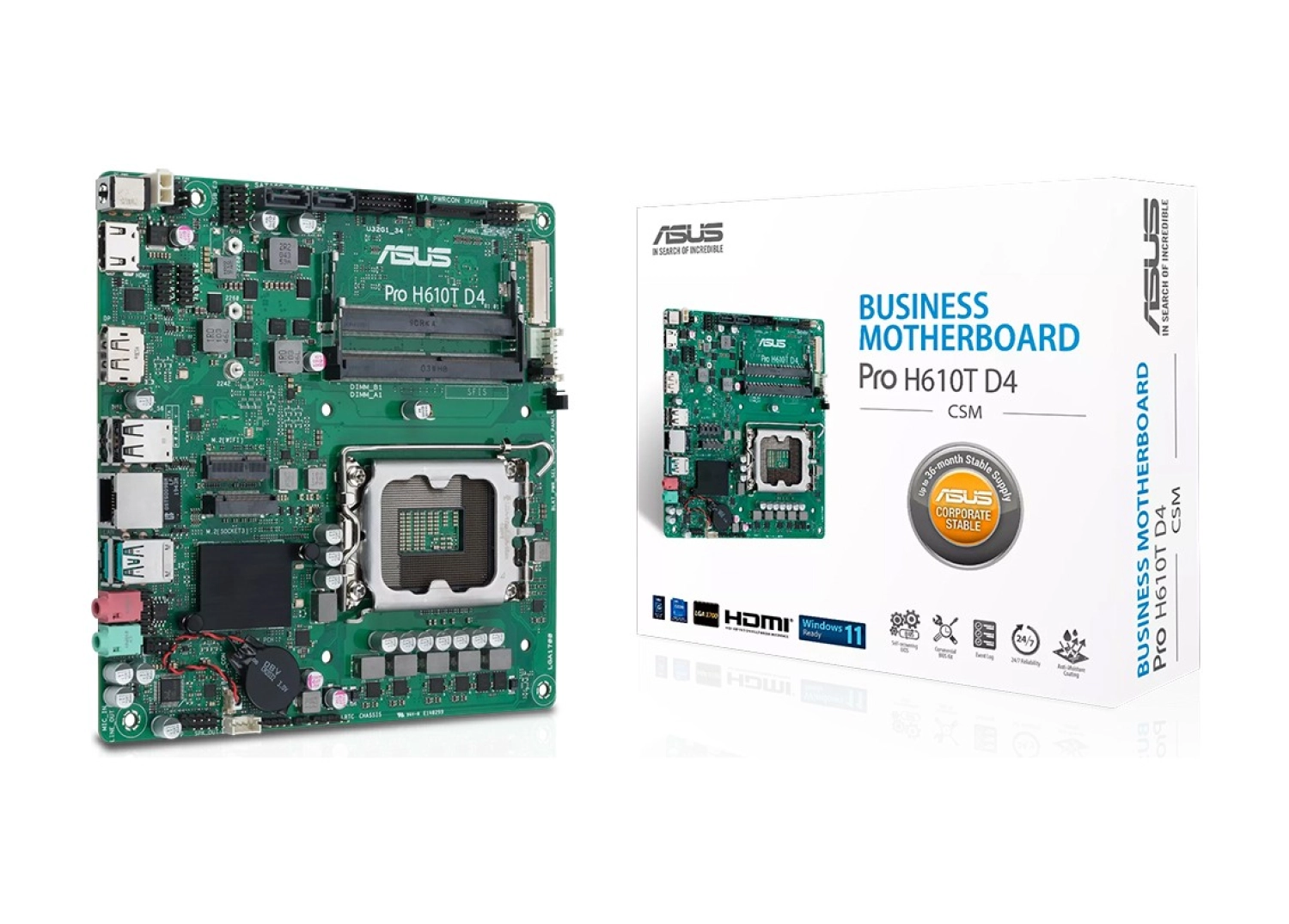 Asus Pro H610T D4-Csm Intel H610 Lga1700 Ddr4 3200 Dp Hdmı Lvds Çift M2 Usb3.2 Thin Mini Itx (Pro H610T D4-Csm) Anakart - Görsel 2