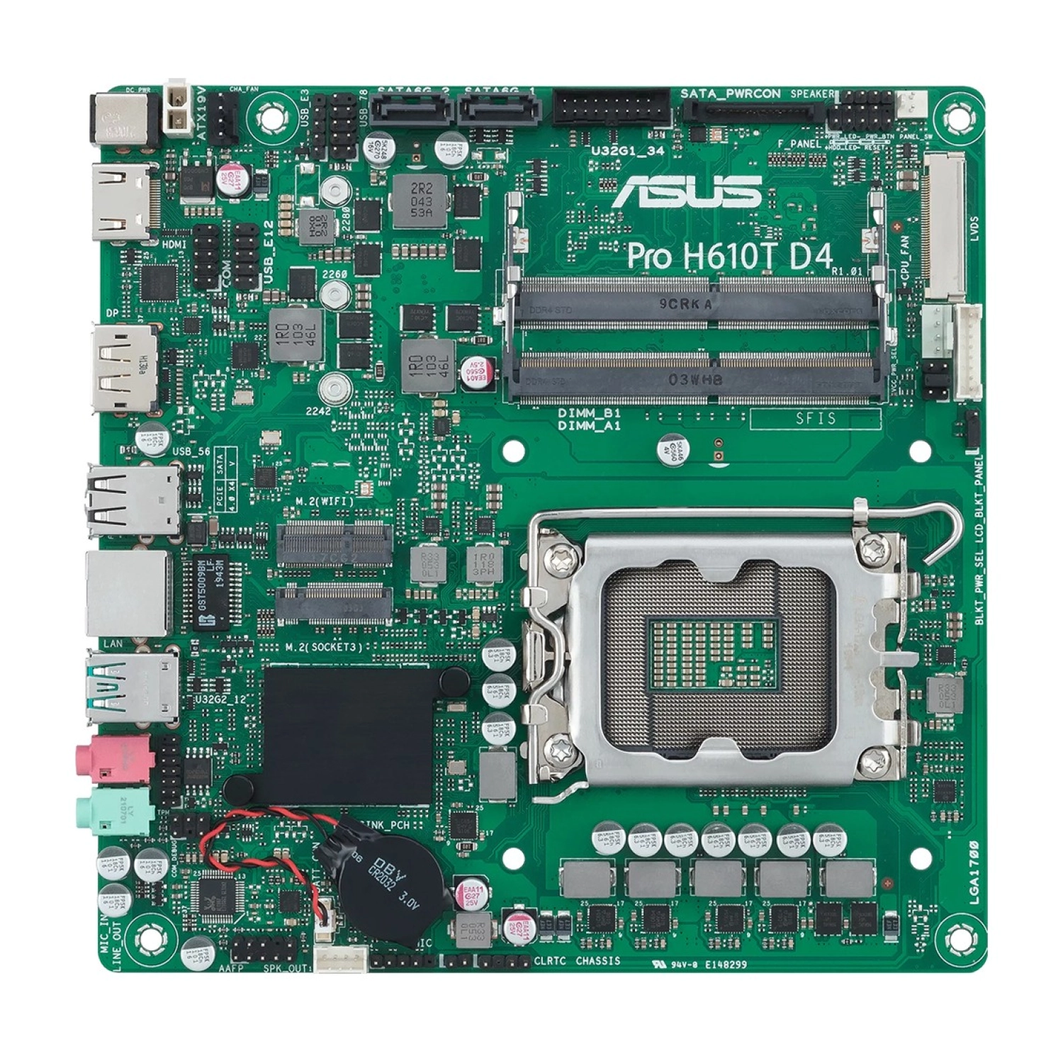 Asus Pro H610T D4-Csm Intel H610 Lga1700 Ddr4 3200 Dp Hdmı Lvds Çift M2 Usb3.2 Thin Mini Itx (Pro H610T D4-Csm) Anakart - Görsel 5