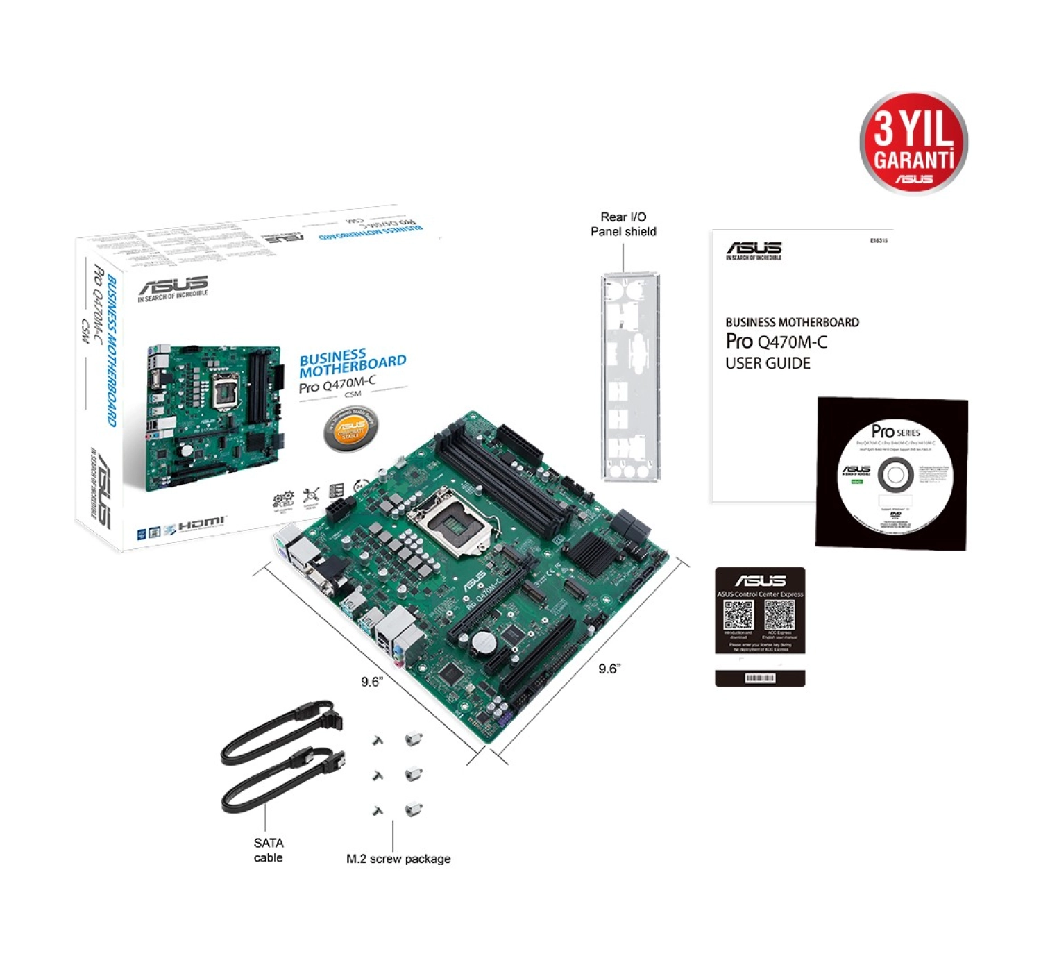 Asus Pro Q470M-C/Csm Intel Q470 Ddr4 2933 Mhz Lga1200 Matx Anakart - Görsel 3