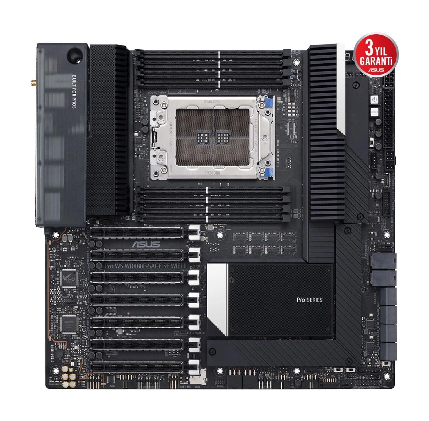 Asus Pro Ws Wrx80E-Sage Se Wıfı Iı Amd Wrx80 Swrx8 Ddr4 4400 3X M2 Usb3.2 Wifi 6E + Bt 2 X 10Gbit Lan Eatx (Pro Ws Wrx80E-Sage Se Wıfı Iı) Anakart ürün görseli