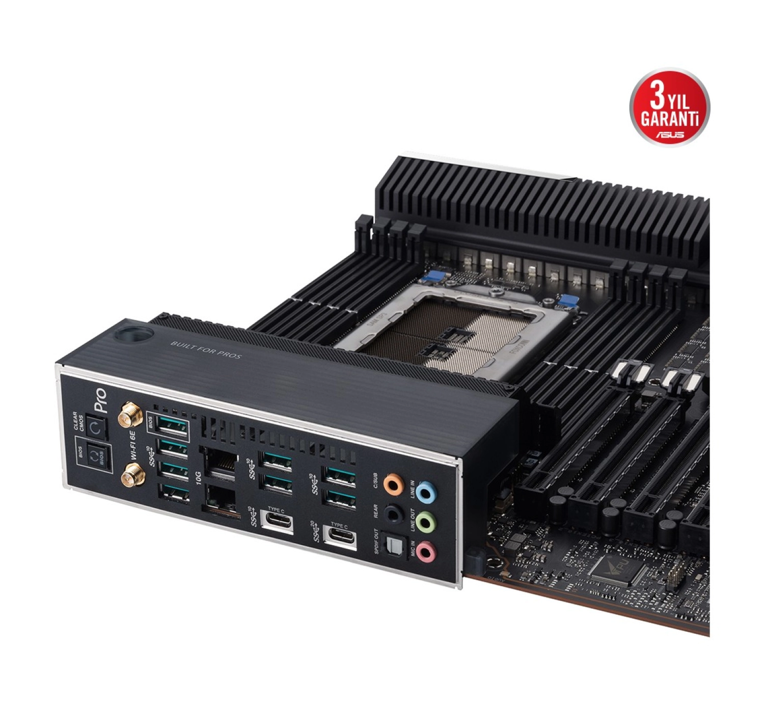 Asus Pro Ws Wrx80E-Sage Se Wıfı Iı Amd Wrx80 Swrx8 Ddr4 4400 3X M2 Usb3.2 Wifi 6E + Bt 2 X 10Gbit Lan Eatx (Pro Ws Wrx80E-Sage Se Wıfı Iı) Anakart - Görsel 4
