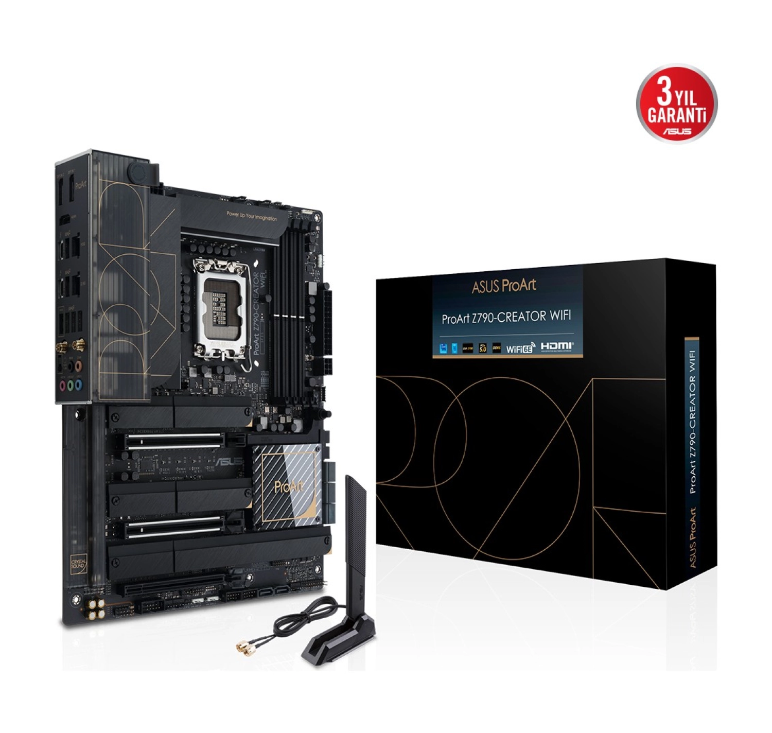 Asus Proart Z790-Creator Wıfı Intel Z790 Lga1700 Ddr5 6000 Hdmı Thunderbolt 4X M2 Usb3.2 Wifi 6E + Bt Aura Rgb 10Gbit + 2.5Gbit Lan Atx (Proart Z790-Creator Wıfı) Anakart ürün görseli