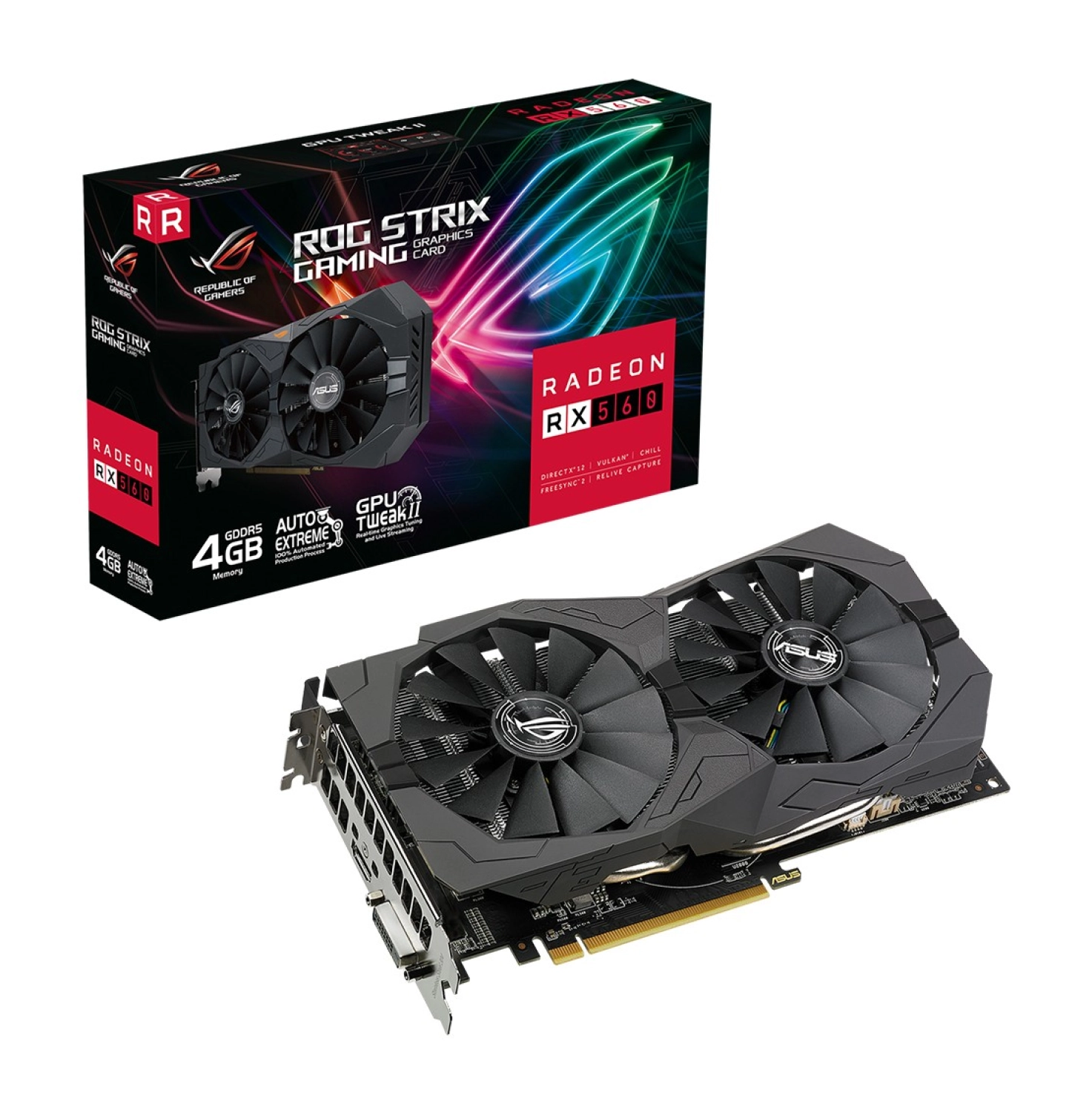 Asus Radeon Rog Rx 560 4Gb 128Bit Gddr5 1199Mhz Dvi Hdmi (Rog-Strix-Rx560-4G-V2-Gaming) Ekran Karti ürün görseli