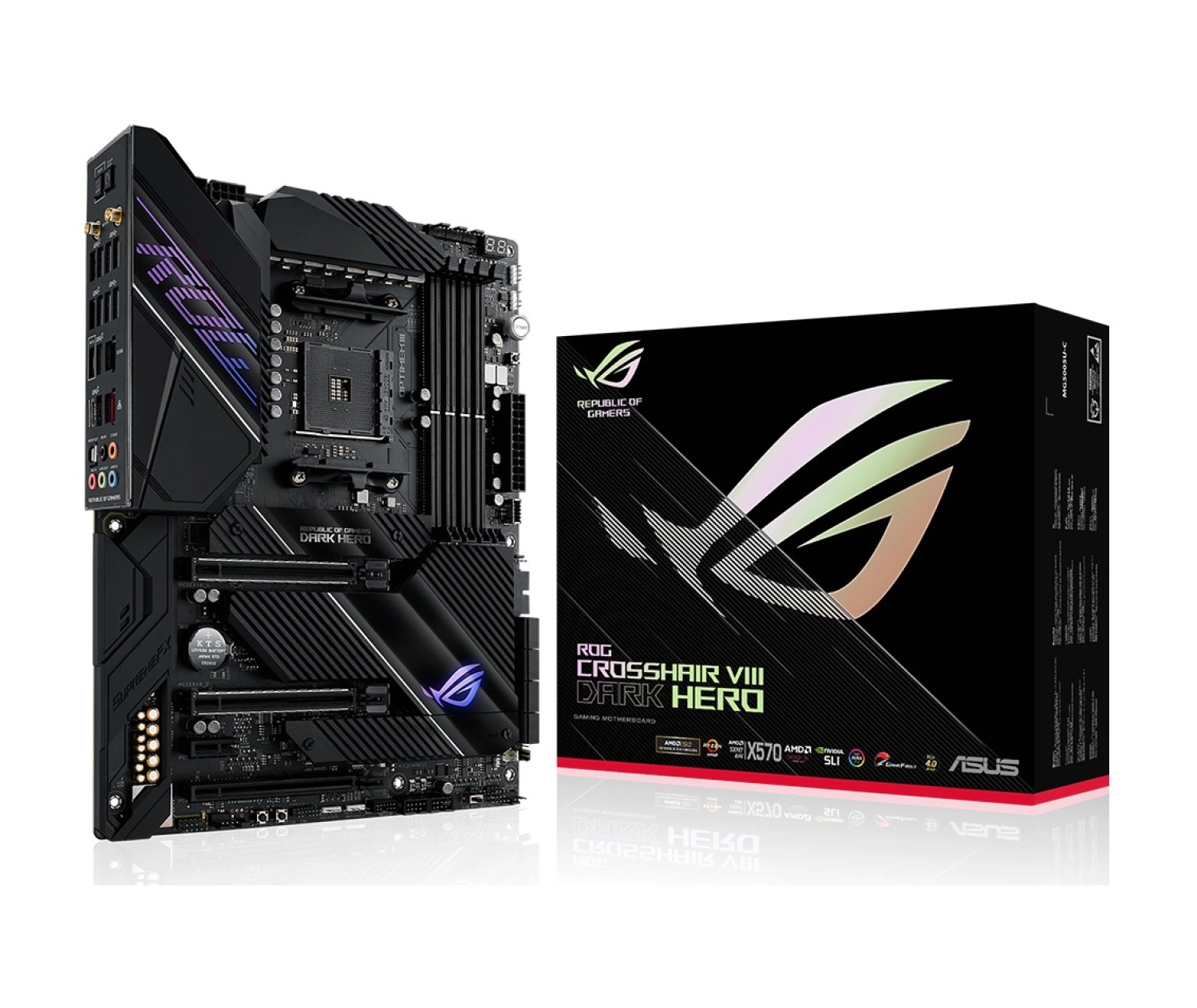 Asus Rog Crosshair Viii Dark Hero Amd X570 Ddr4 5100 Mhz (Oc) Am4 Ax Wifi + Bt Atx Anakart ürün görseli