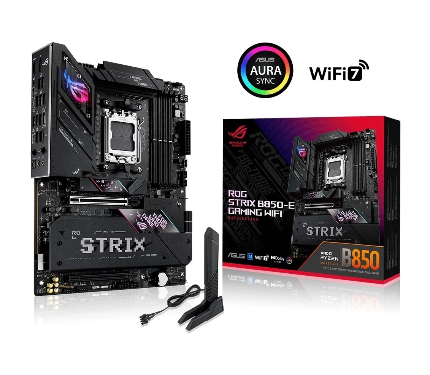 Asus Rog Strix B850-E Gaming Wifi Ddr5 8000Mhz (Oc) M.2 Am5 Atx Anakart ürün görseli