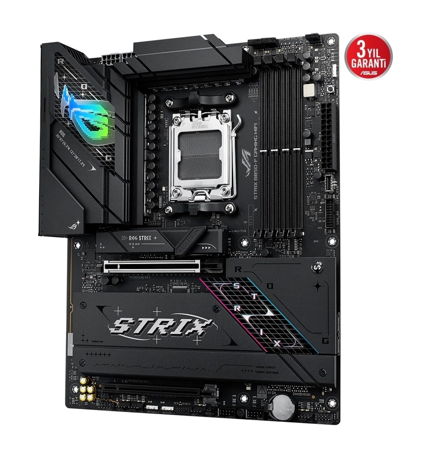 Asus Rog Strıx B850-F Gaming Wıfı Amd B850 Am5 Ddr5 8000 Dp Hdmi 4X M2 Usb3.2 Gen 2X2 Wifi 7 + Bt Aura Rgb 2.5Gbit Lan Atx - Görsel 4