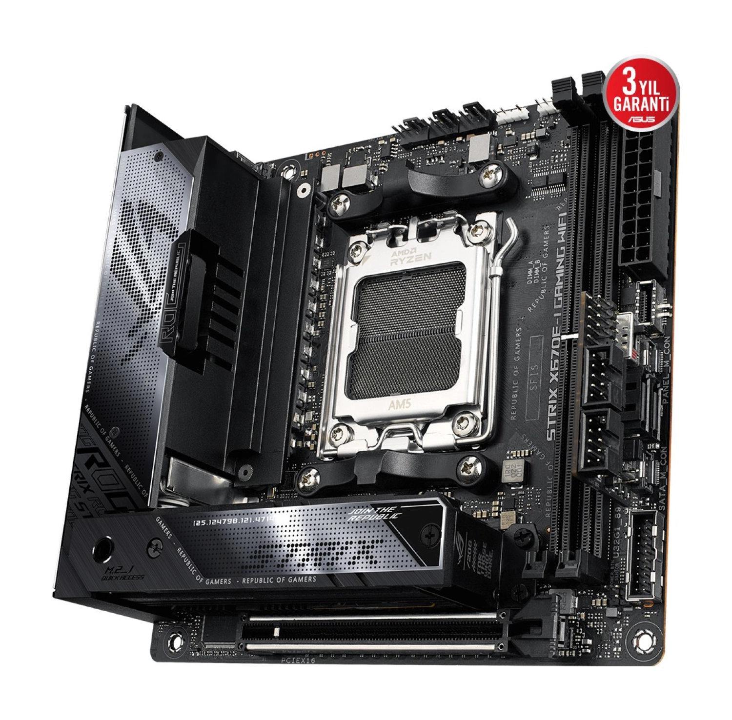 Asus Rog Strix X670E-I Gaming Wifi Amd X670E Am5 Ddr5 Mini-Itx Anakart - Görsel 3