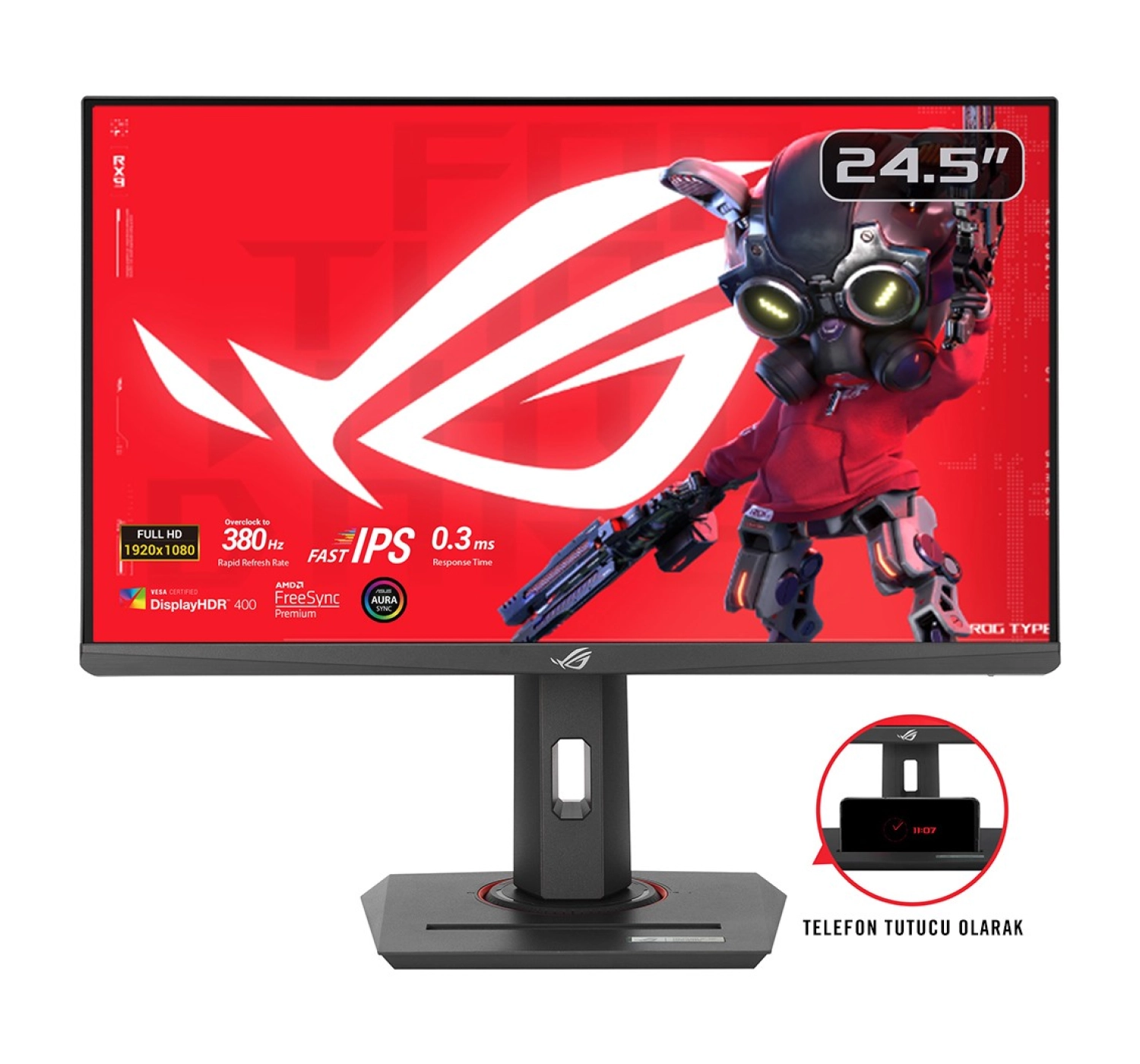 Asus Rog Strix Xg259Qng 24.5" Fast Ips Fhd 380Hz 0.3Ms Hdr Freesync/G-Sync Dp Hdmi Usb Pivot Monitör ürün görseli