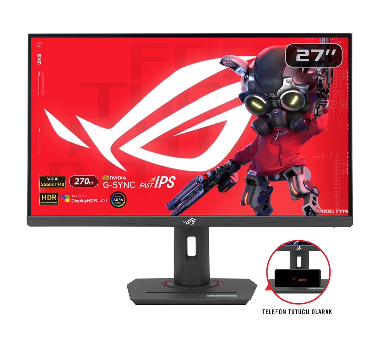 Asus Rog Strix Xg27Acmg 27" Fast Ips Qhd 270Hz 1Ms Hdr Freesync Premium/G-Sync Dp Hdmi Usb Pivot Monitör ürün görseli