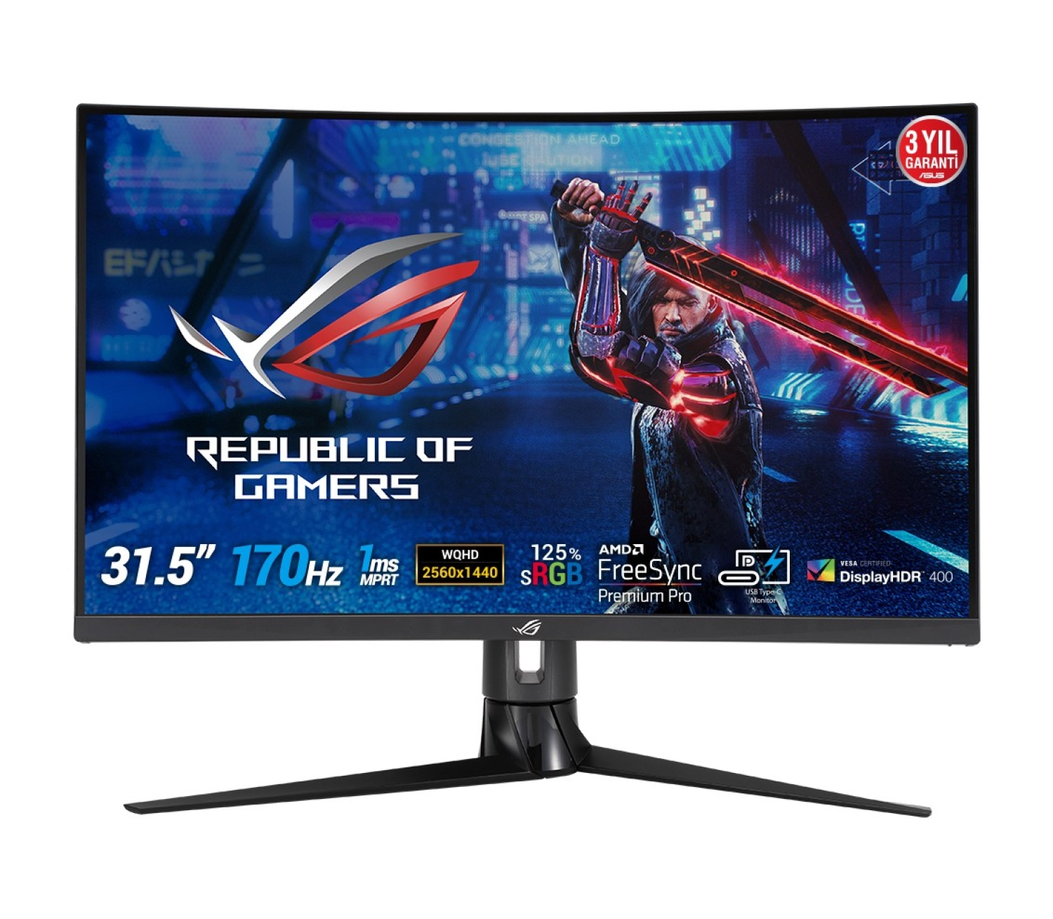 Asus Rog Strix Xg32Vc 31.5" 170Hz 1Ms (Hdmi+Display+Type-C) Freesync Qhd Curved Led Monitör - Görsel 5
