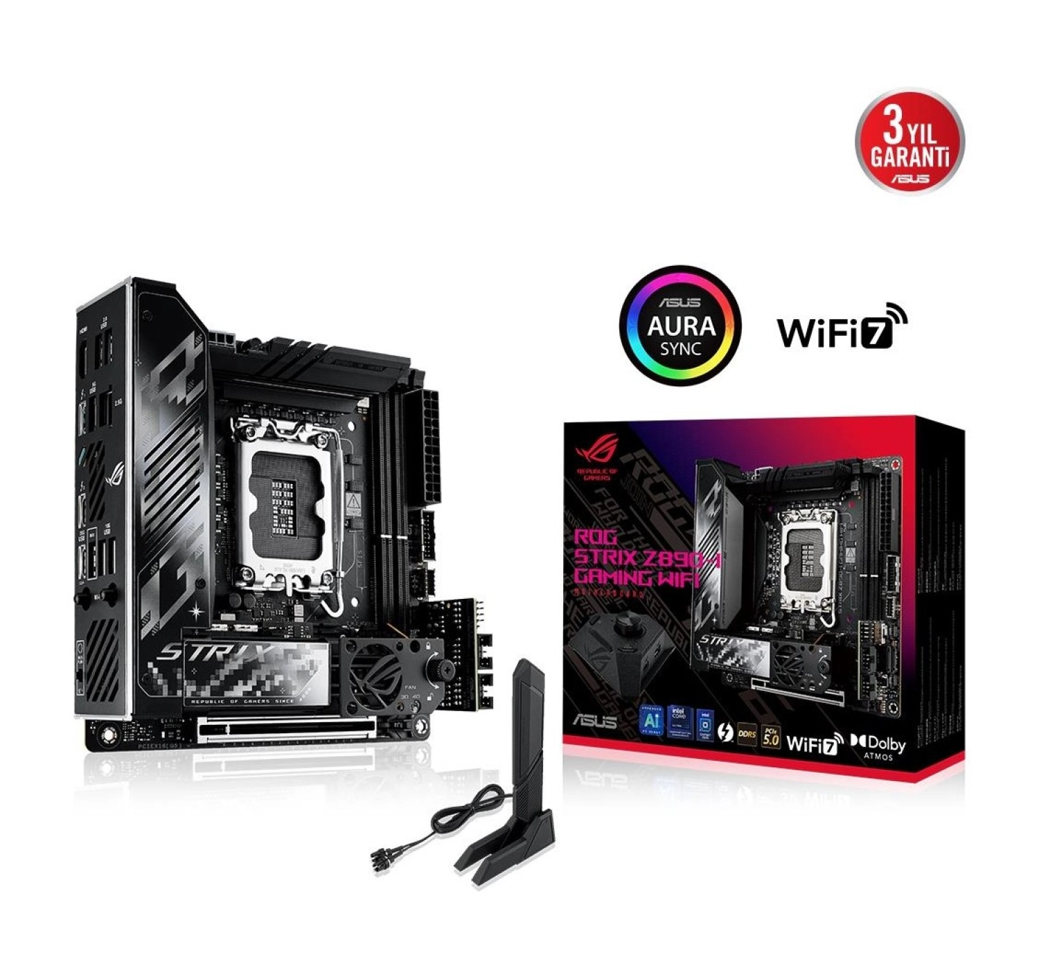 Asus Rog Strix Z890-I Gaming Wifi Ddr5 2Xm2 Usb3.2 Rgb Lan Mini Itx ürün görseli