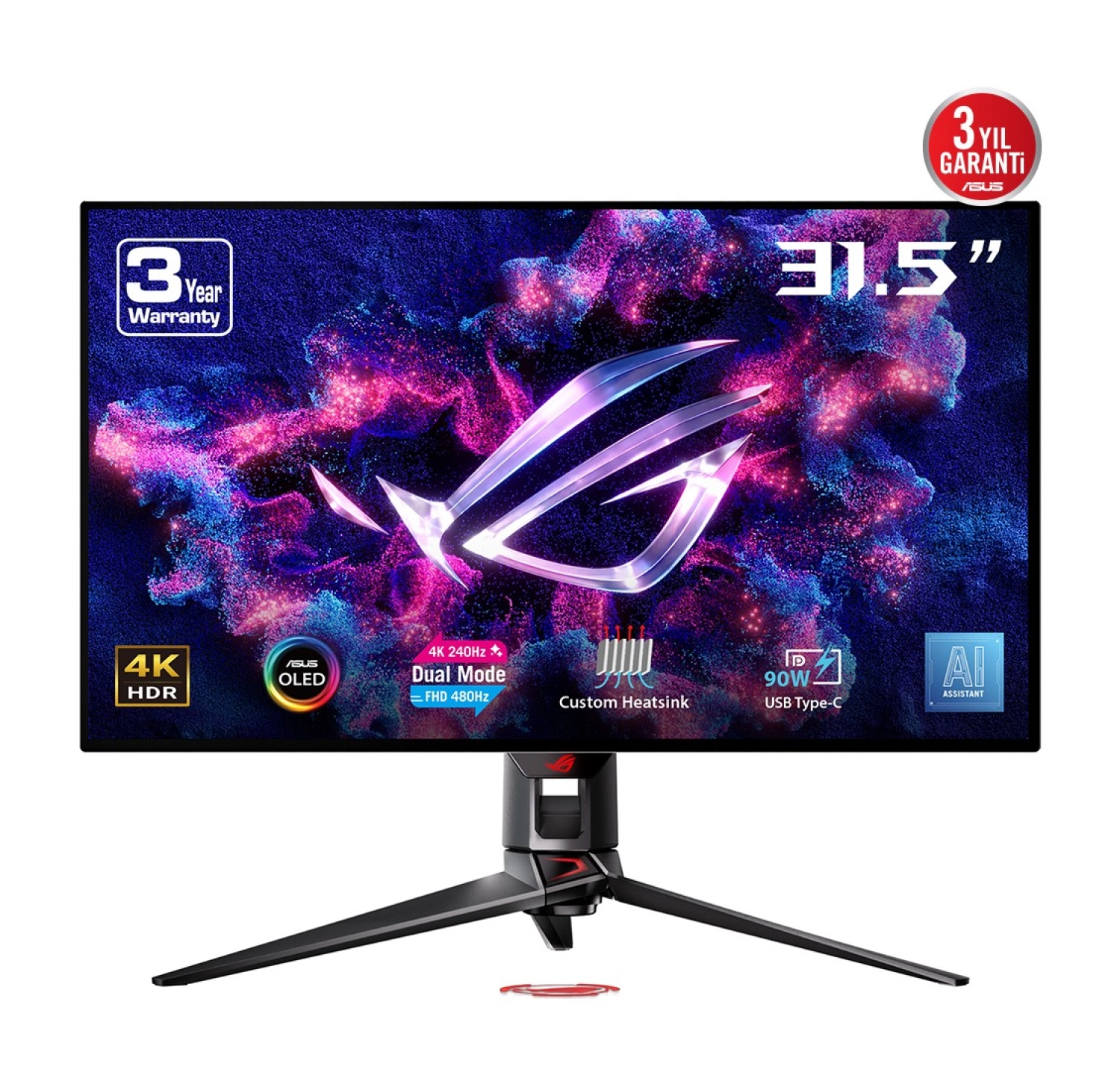 Asus Rog Swıft Pg32Ucdp 31.5 Oled Dual Mode (4K-240Hz/Fhd-480Hz) Gaming 3840X2160 0.03Ms Monitör - Görsel 2