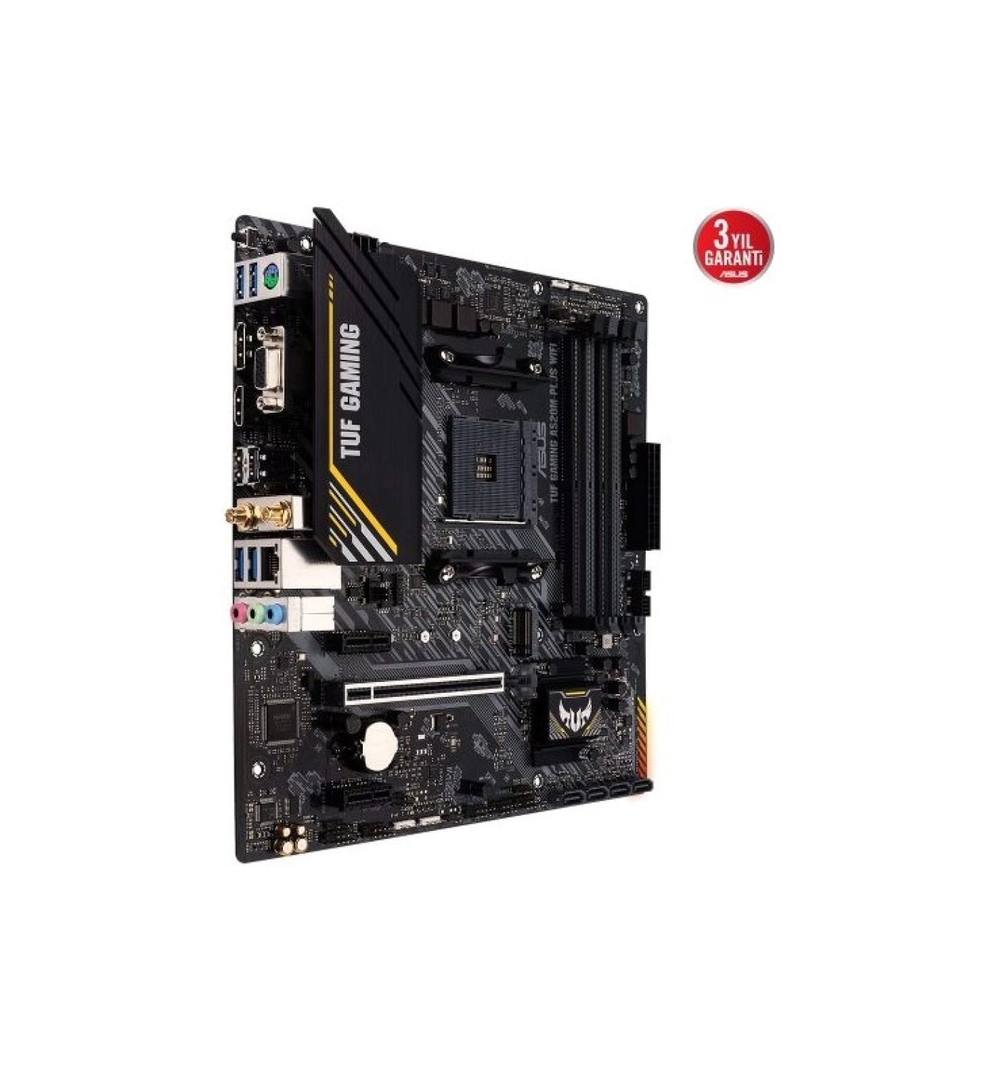 Asus Tuf Gaming A520M-Plus Wıfı Amd A520 Am4 Ddr4 4800 Dp Hdmı Vga M2 Usb3.2 Ac Wifi + Bt Aura Rgb Matx (Tuf Gaming A520M-Plus Wıfı) Anakart - Görsel 3