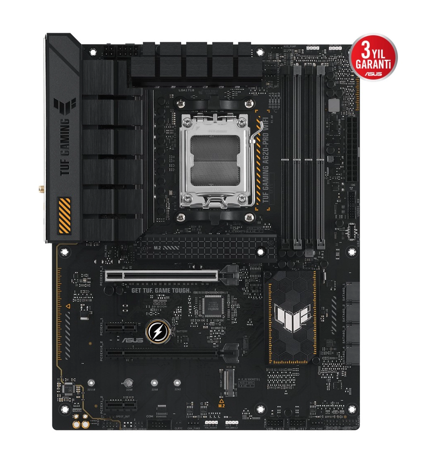 Asus Tuf Gamıng A620-Pro Wıfı Amd A620 Am5 Ddr5 6400 Dp Hdmı Çift M2 Usb3.2 Ax Wifi + Bt Aura Rgb 2.5Gbit Lan Atx Anakart - Görsel 3