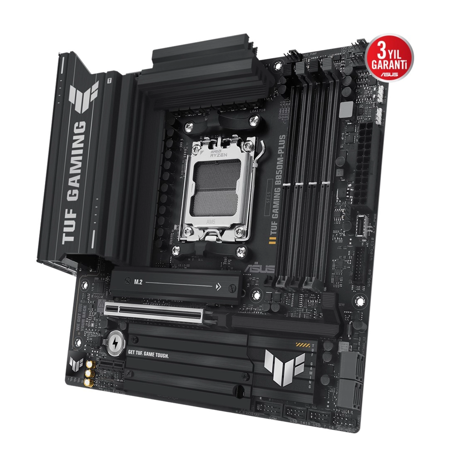 Asus Tuf Gaming B850M-Plus Amd B850 Am5 Ddr5 8000 Dp Hdmi 3X M2 Usb3.2 Gen 2X2 Aura Rgb 2.5Gbit Lan Matx - Görsel 2