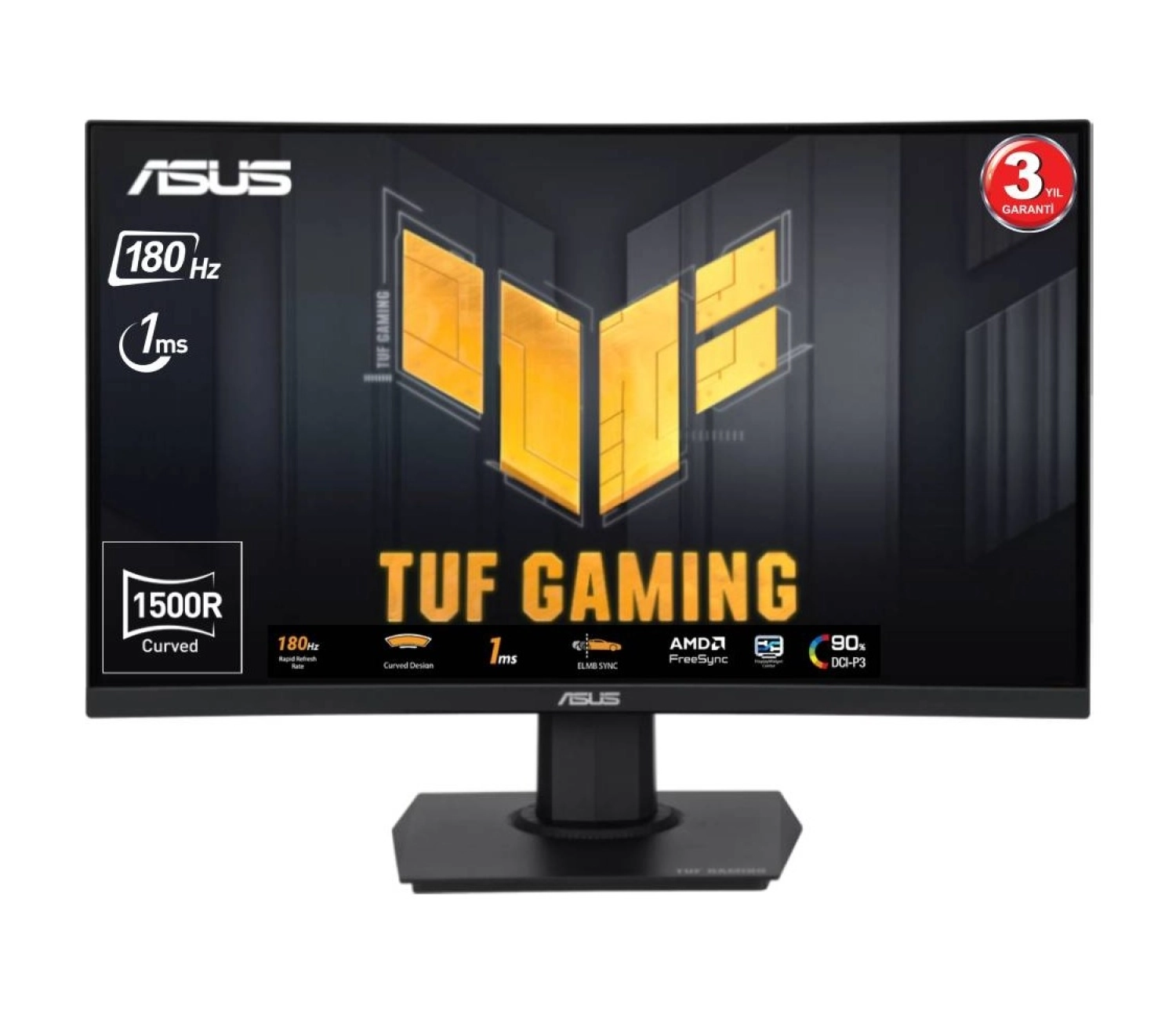 Asus Tuf Gaming Vg24Vqer 23.6 1Ms 180Hz Freesync Kavisli Fhd Oyuncu Monitörü ürün görseli