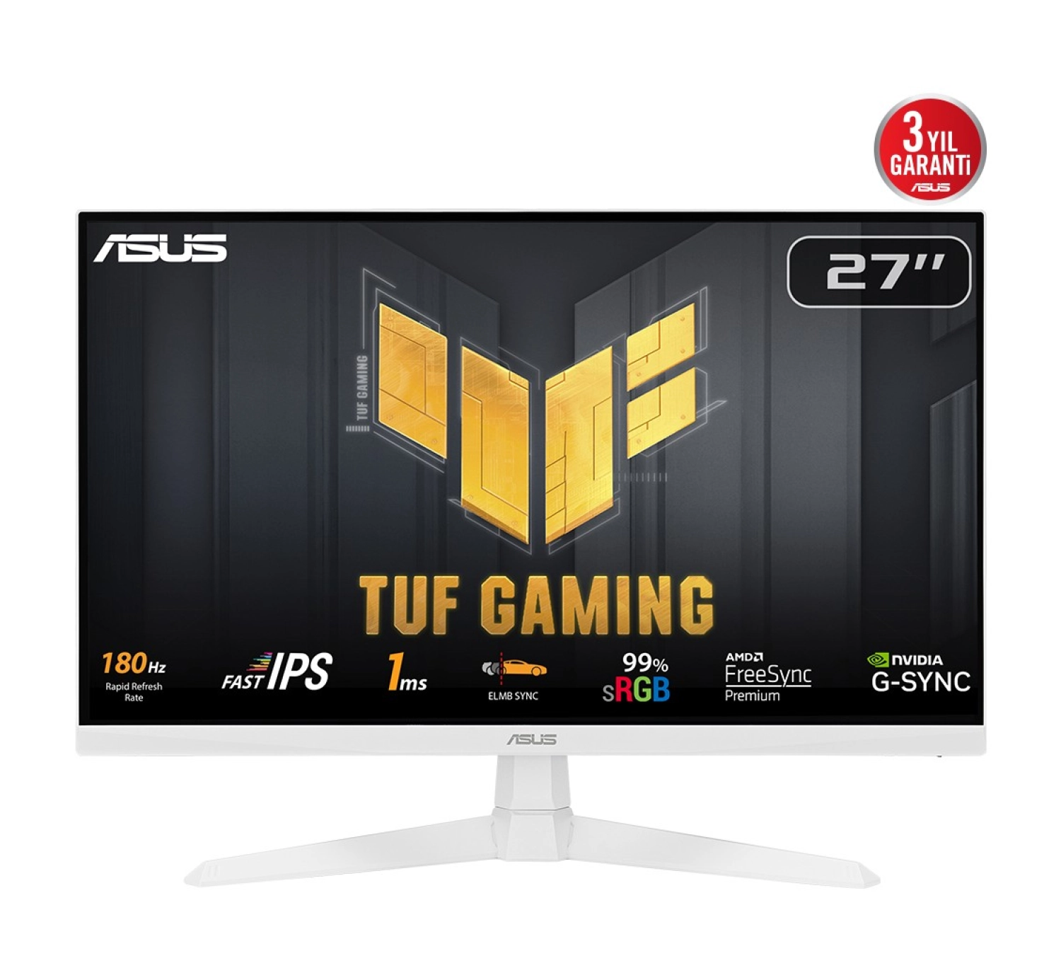 Asus Tuf Gaming Vg279Q3A-W 27 Inç 180Hz 1Ms Full Hd Adaptive Sync Fast Ips Beyaz Gaming Monitör ürün görseli