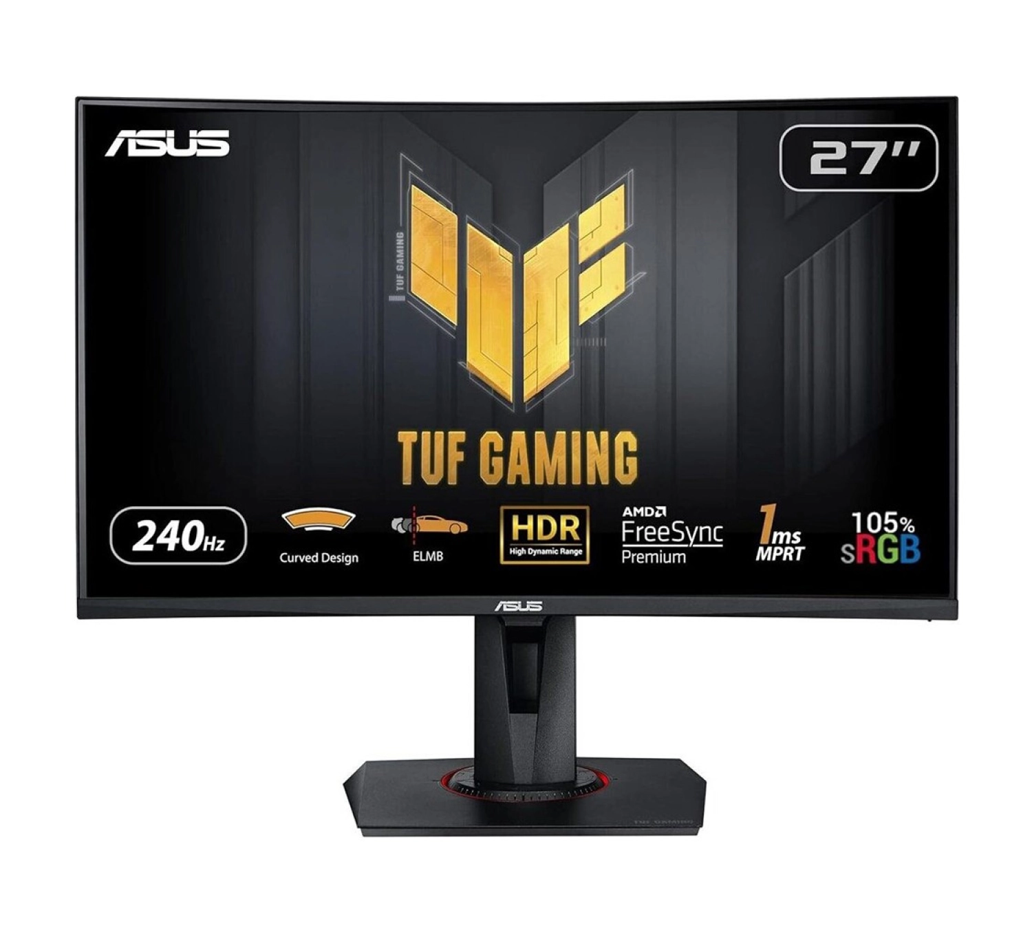 Asus Tuf Gaming Vg27Vqm 27" 240Hz 1Ms(Mprt) ( Dp Hdmi 2Xusb 3.2 Gen 1 Type-A ) Elmb Sync + Freesync Premium 1920X1080 Va Kavisli Gaming Monitör ürün görseli