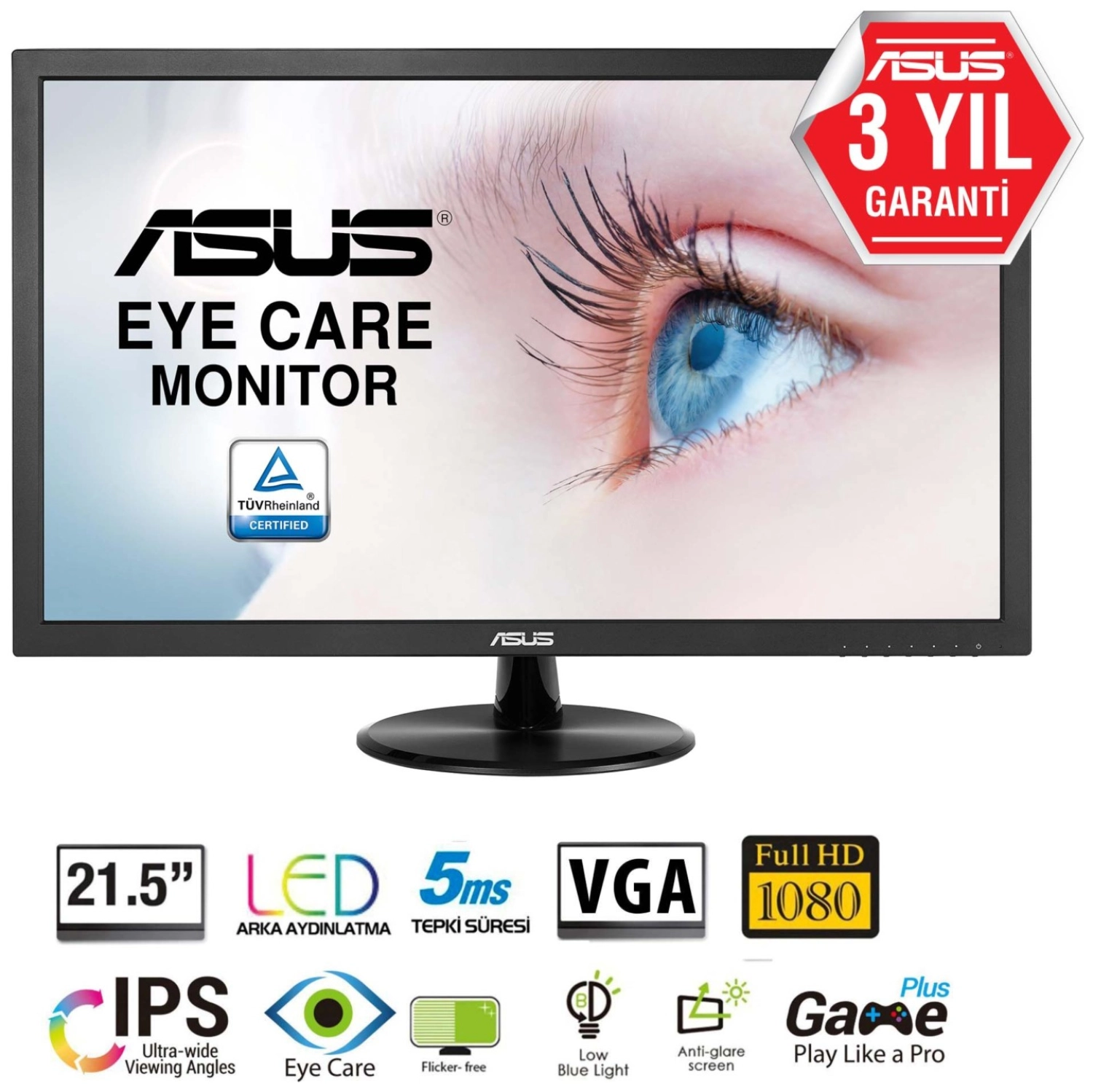 Asus Vp228De 21.5" 5Ms (Analog) Led Monitör - Görsel 2