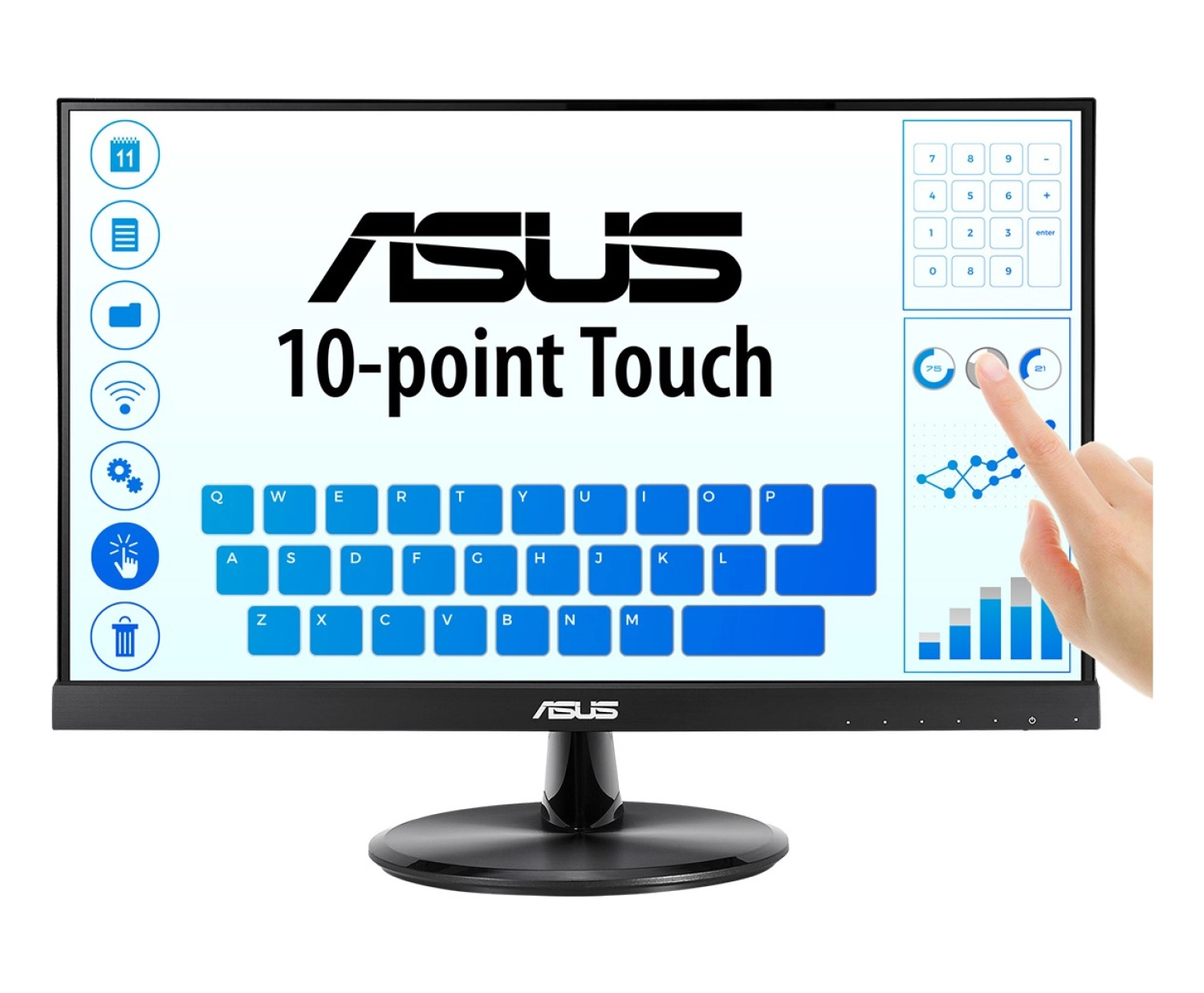 Asus Vt229H 21.5" Ips Fhd 5Ms 10 Parmak Dokunmatik Çerçevesiz Eyecare Monitör ürün görseli
