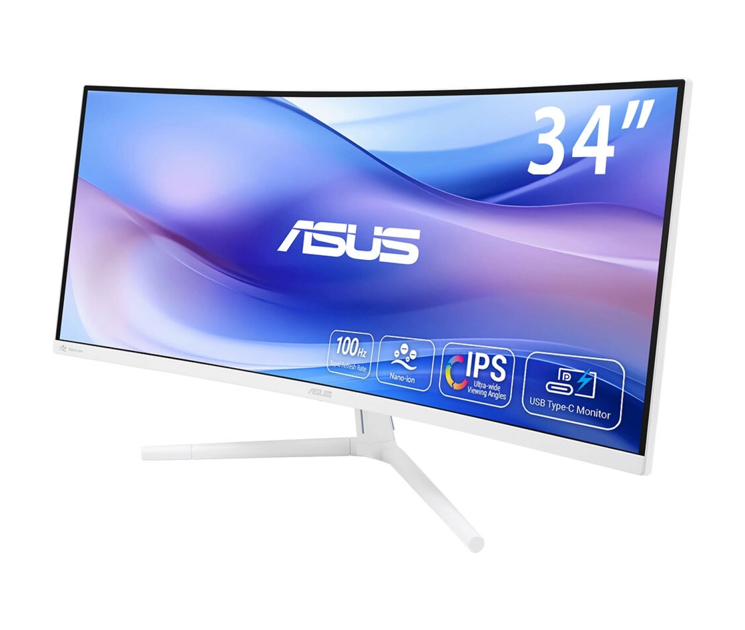 Asus Vu34Wcip-W 34 Va Kavisli Nano Iyon Wqhd 3440X1440 1Ms 100Hz 300Cd Dp Hdmi Usb-C Usb Hoparlör Vesa ürün görseli