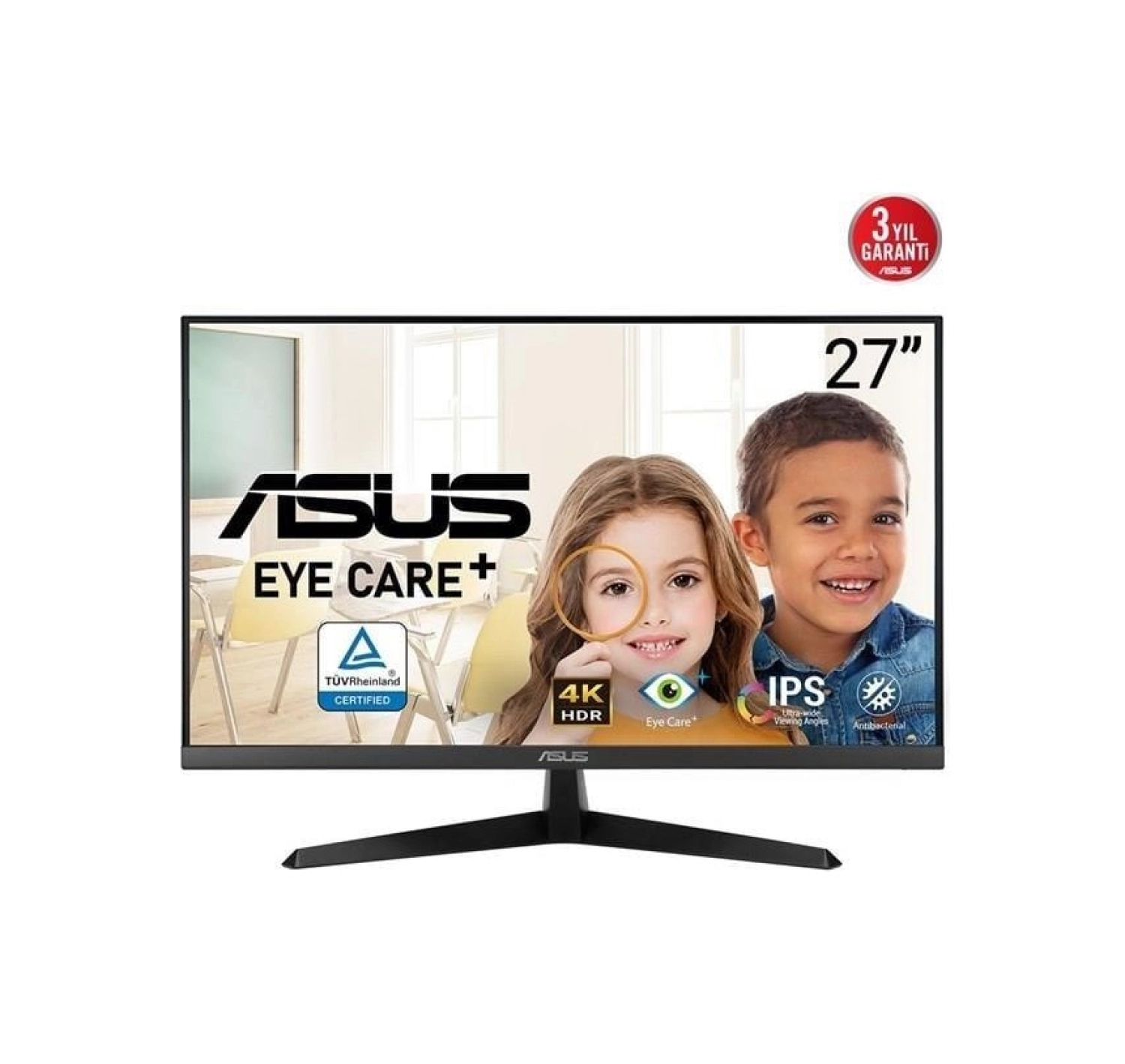 Asus Vy27Uq 27" Ips 4K Uhd 60Hz Freesync Dp Hdmi Hoparlör Çerçevesiz Eyecare Monitör ürün görseli