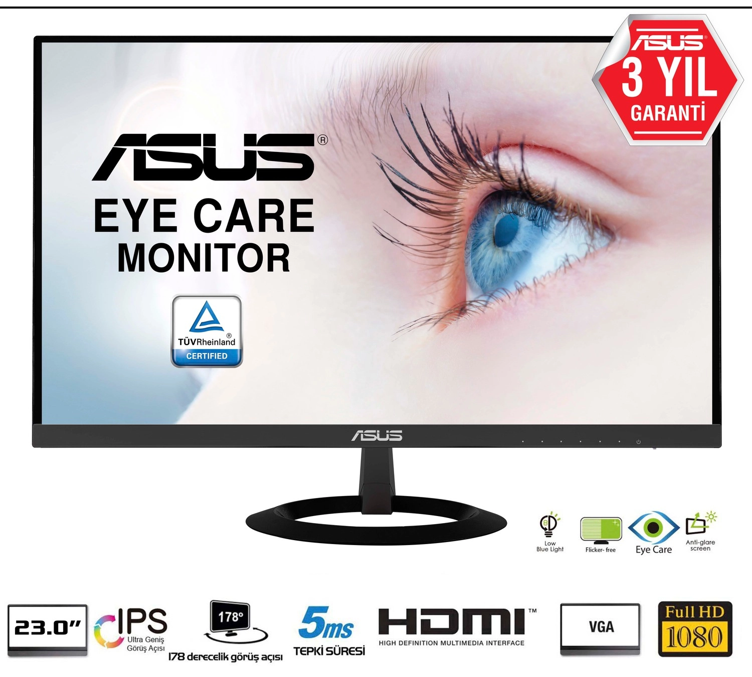 Asus Vz239He 23" 5Ms (D-Sub+Hdmi) Ips Monitör - Görsel 2
