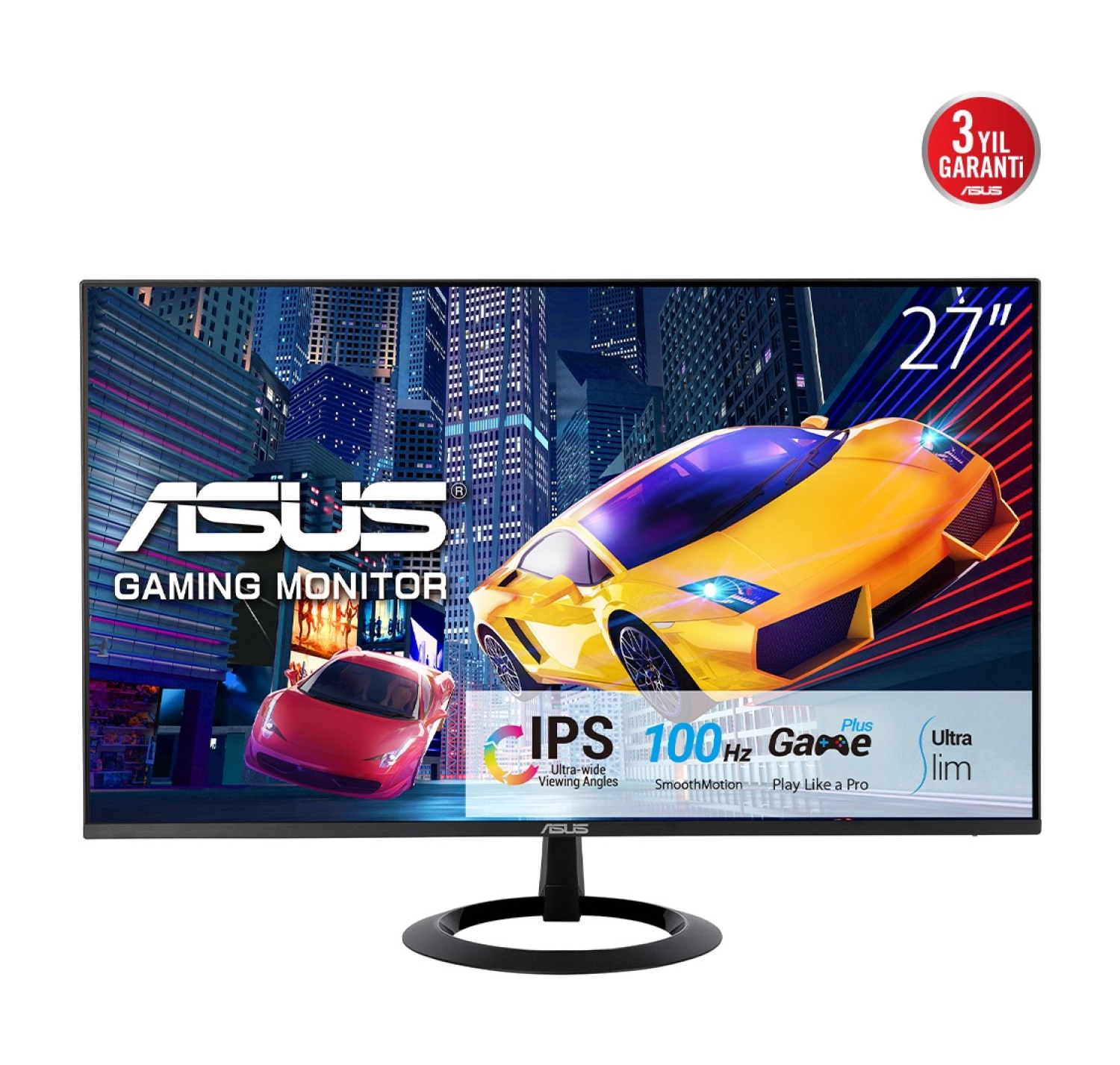 Asus Vz27Ehf 27 Ips Freesync 1920X1080 1Ms 100Hz Hdmi Vesa 3Yil Eyecare, Flicker-Free,Cercevesiz,Dusuk Mavi Isik Monitör ürün görseli
