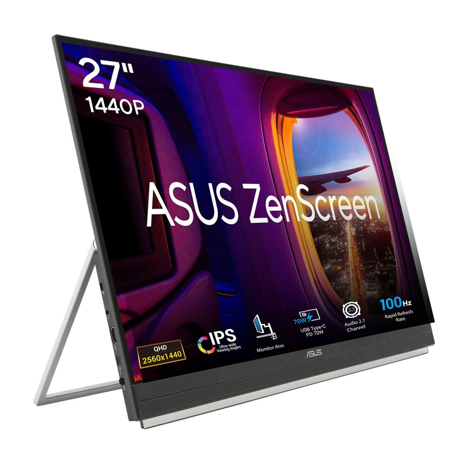 Asus Zenscreen Mb27Acf 27 Ips 2560X1440 5Ms 100Hz 300Cd Hdmi Usb Hoparlör Vesa ürün görseli