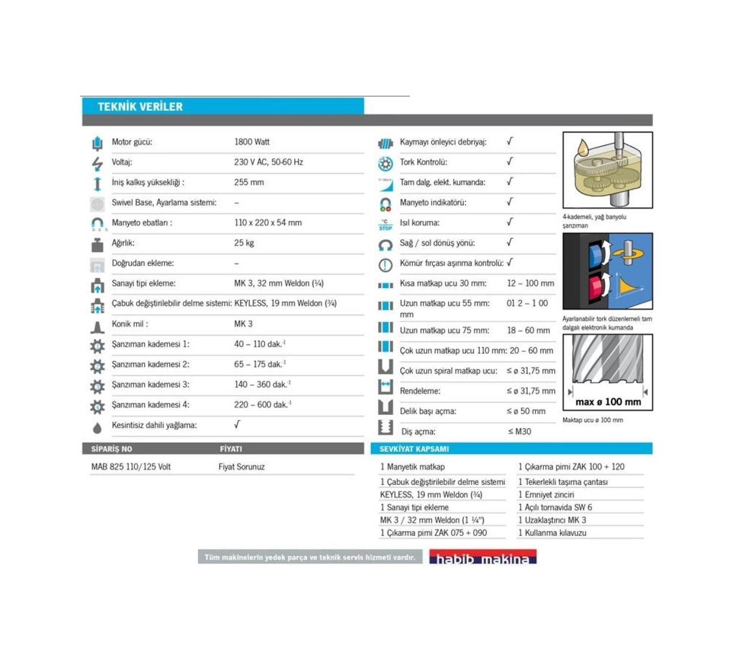 Bds Mab 825 Mk3 4 Kademeli Profesyonel Manyetik Matkap 100 Mm 1800 W - Görsel 3