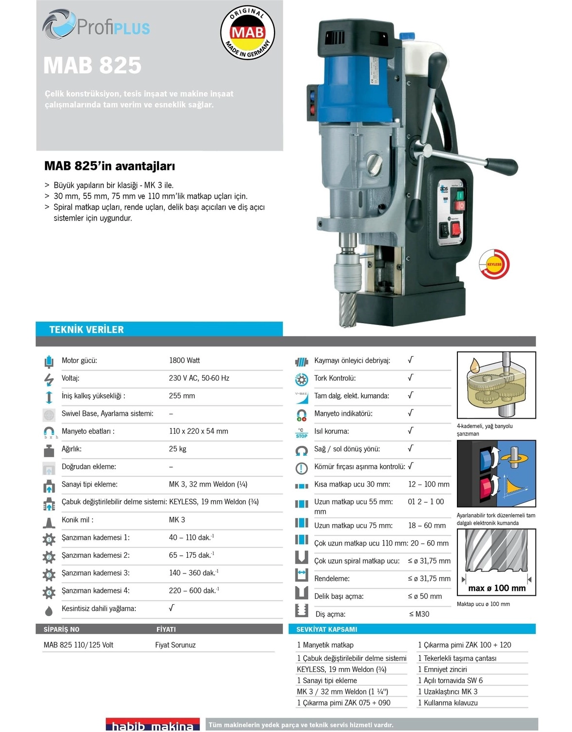 Bds Mab 825 Mk3 4 Kademeli Profesyonel Manyetik Matkap 100 Mm 1800 W - Görsel 2