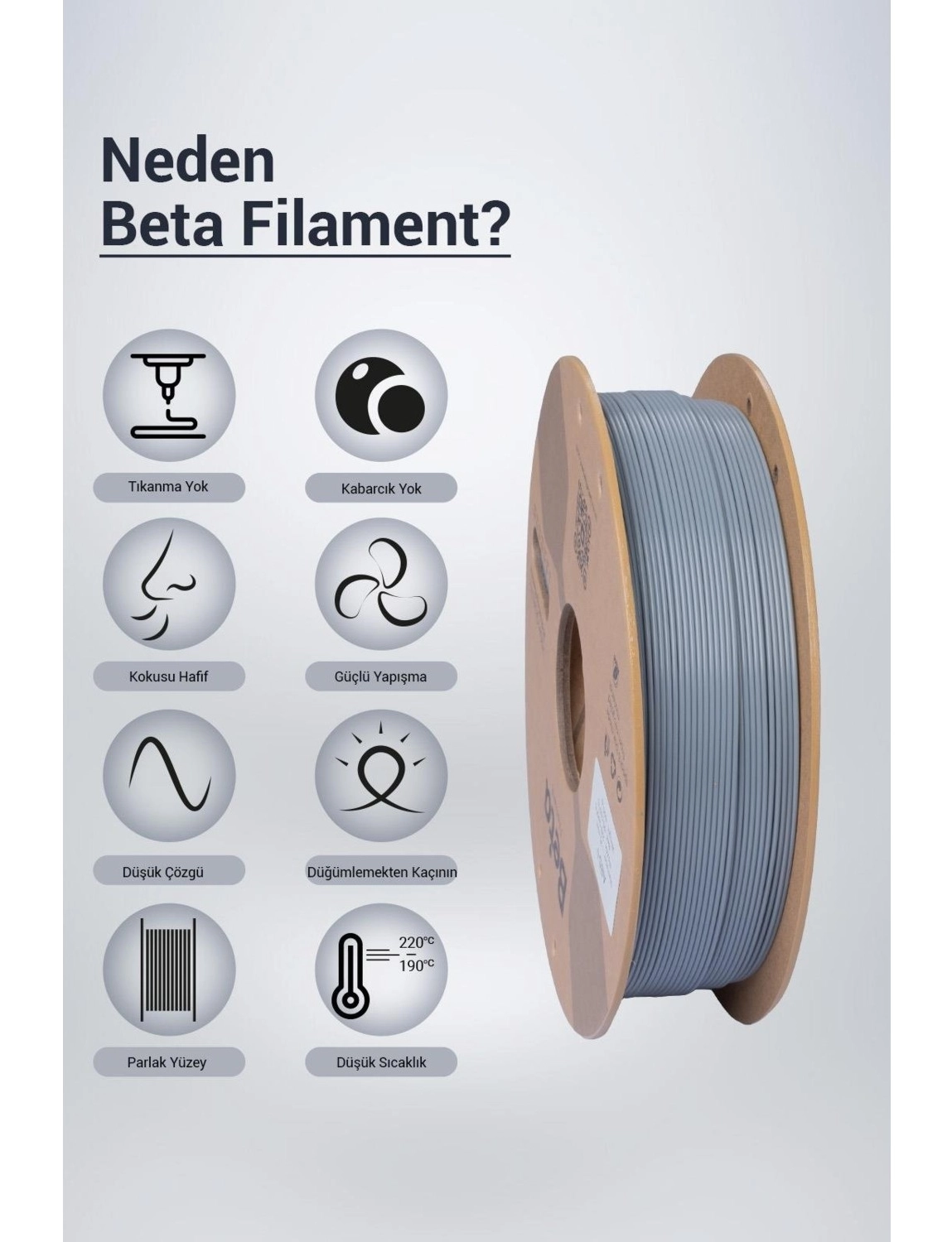 Beta Abs+ Filament Grey - Görsel 3