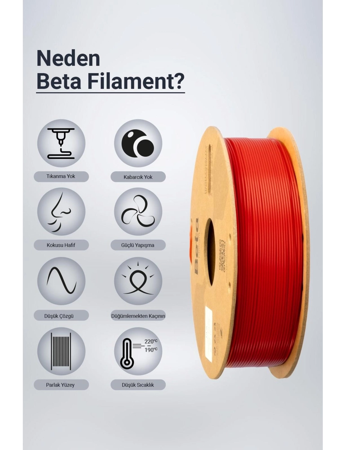Beta Pla+ Filament Kiss Red - Görsel 3