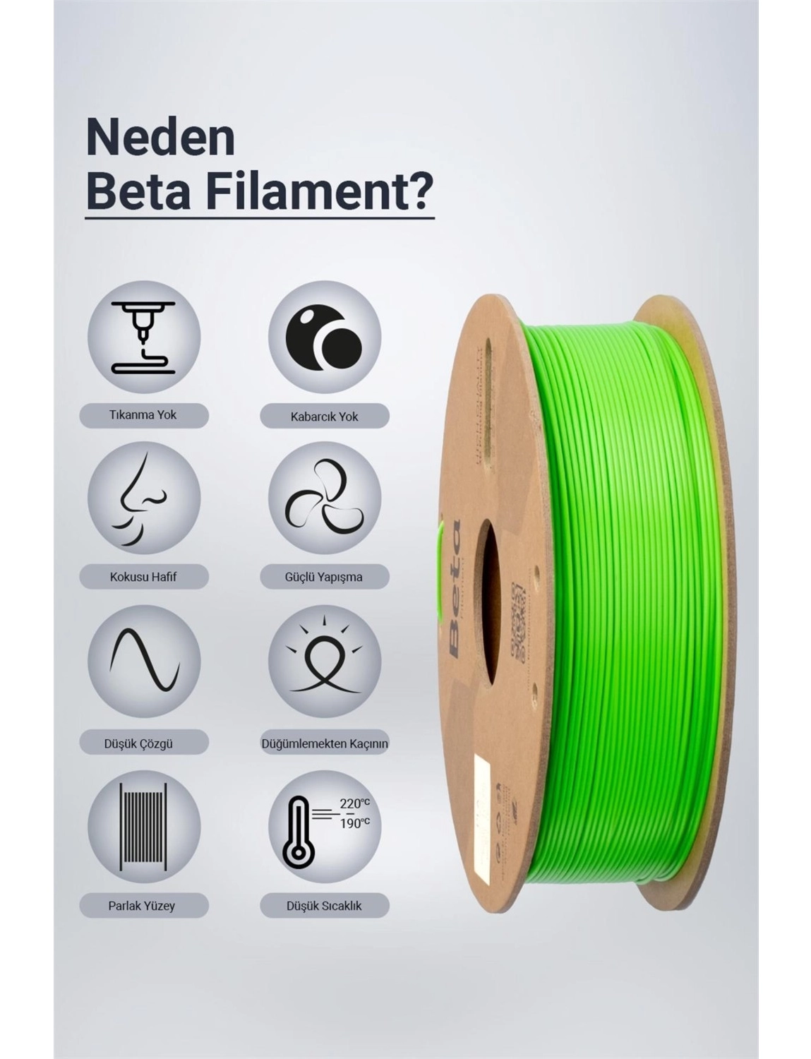 Beta Pla High-Speed Filament Cyber Green - Görsel 3