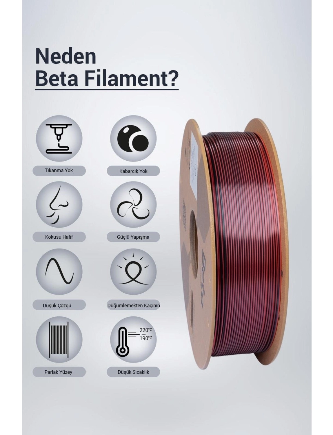 Beta Pla-Magic Silk Filament Black Red - Görsel 3