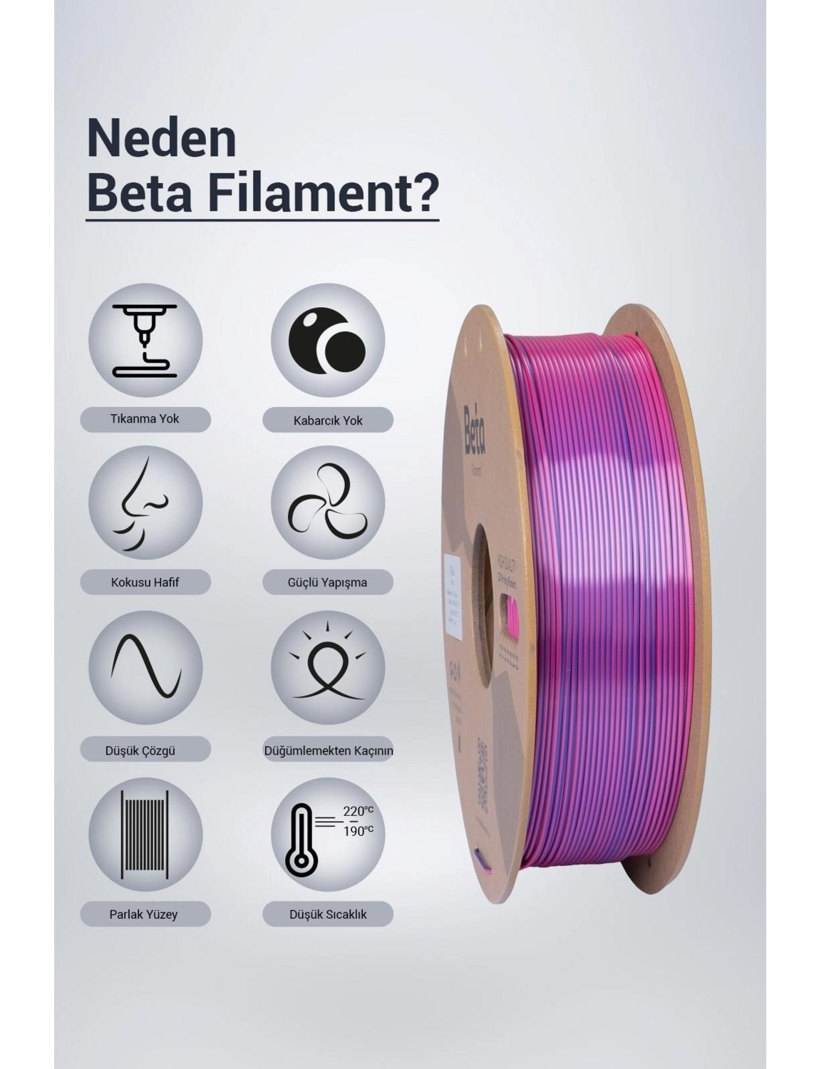 Beta Pla-Magic Silk Filament Rose Red Royal Blue - Görsel 3