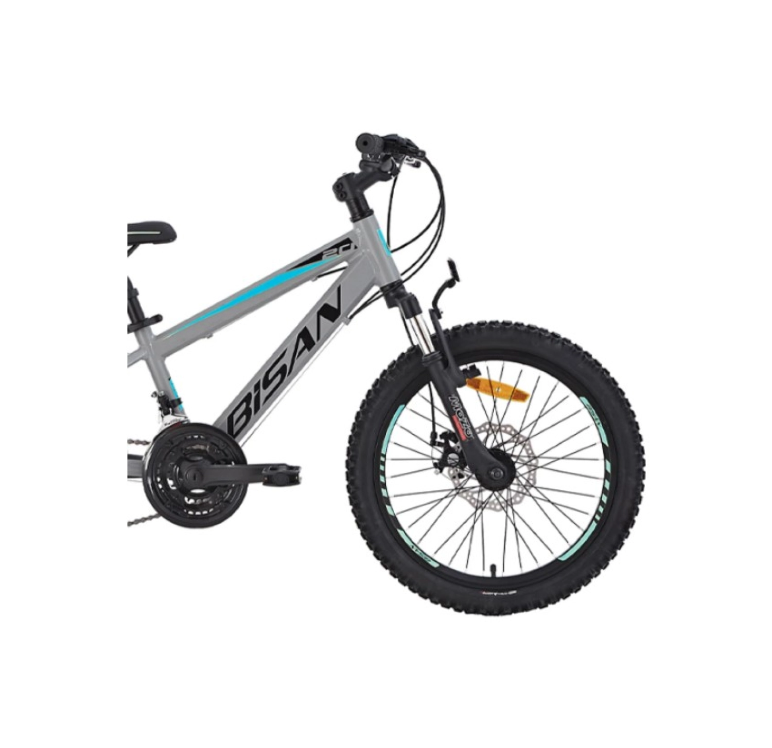 Bisan Cooper Çocuk Bisikleti 28 Cm Md 20 Jant 21 Vites Açık Gri Siyah Mavi - Görsel 2