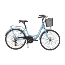 Bisan Sorrento-S Şehir Bisikleti 36 Cm V 24 Jant 7 Vites Bebek Mavisi Beyaz
