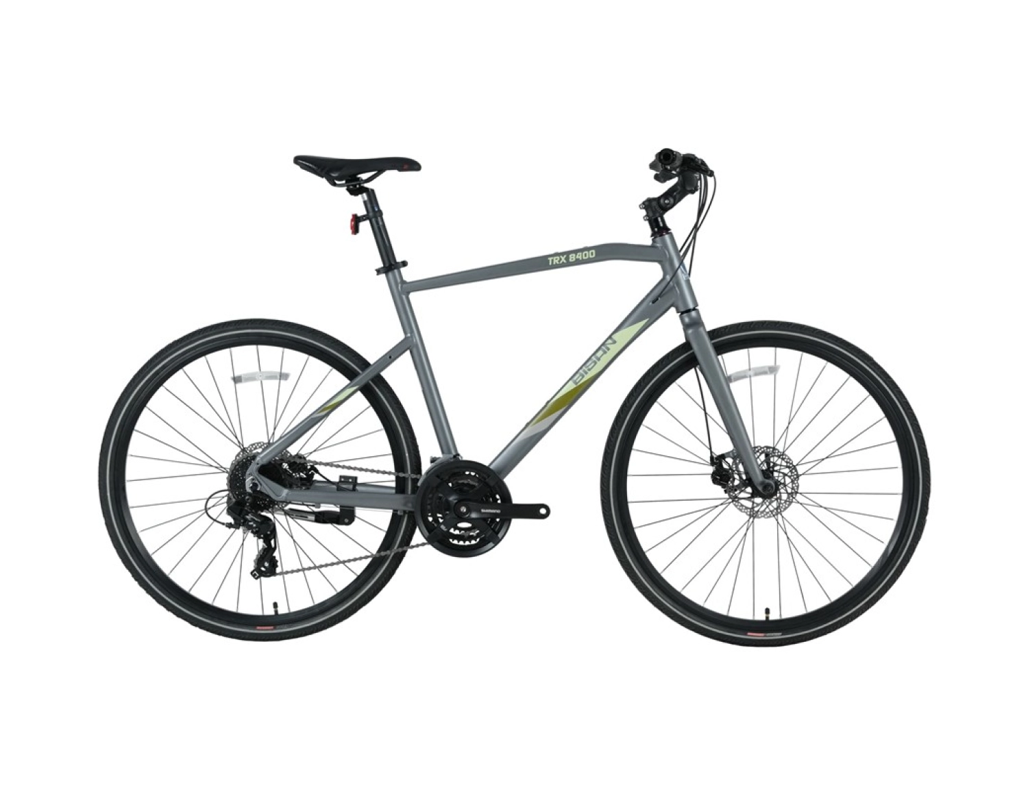 Bisan Trx 8400 Altus Erkek Şehir Bisikleti 52Cm Hd 28 Jant 27 Vites Gri Yeşil Sarı ürün görseli