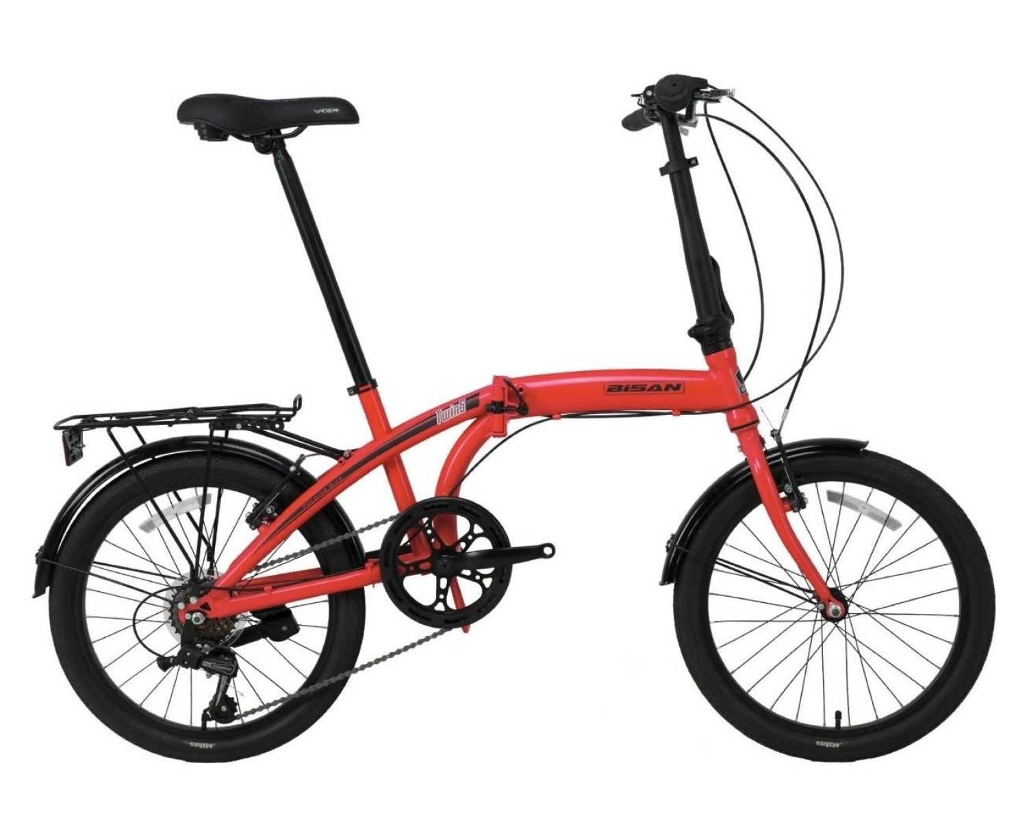 Bisan Twin-S Katlanır Bisiklet V Fren 20 Jant 32 Cm Kadro Kırmızı - Siyah ürün görseli