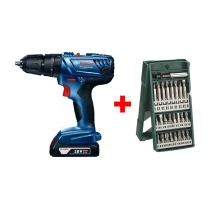 Bosch Gsb 180-Li 18V 2Ah Darbeli Akülü Vidalama Şarjlı Matkap + 25 Parça Vidalama Ucu Seti
