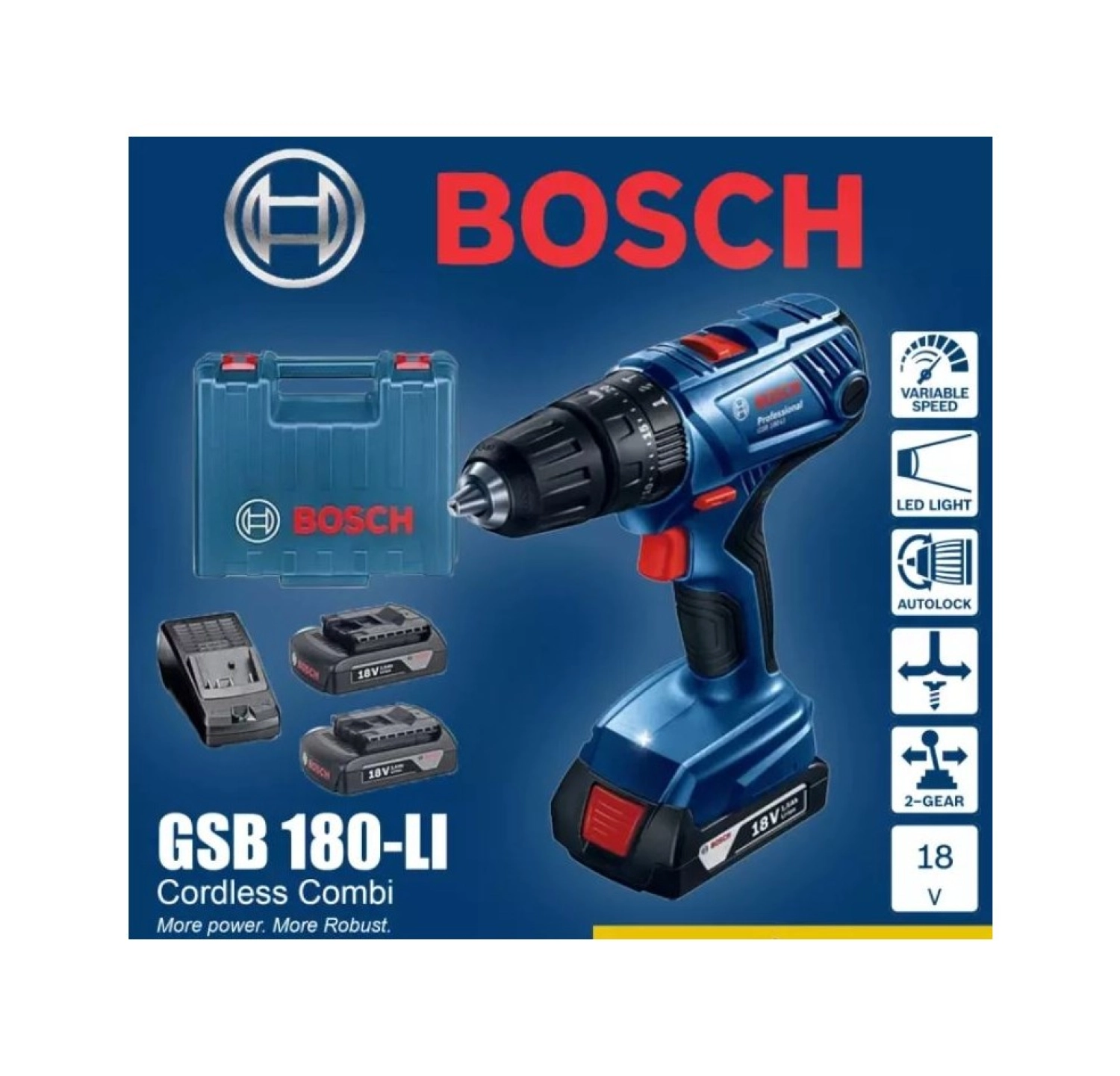 Bosch Gsb 180-Li̇ 18V 2Ah Darbeli Akülü Vidalama Şarjlı Matkap + 32 Parça Vidalama Ucu Seti - Görsel 4