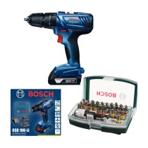 Bosch Gsb 180-Li̇ 18V 2Ah Darbeli Akülü Vidalama Şarjlı Matkap + 32 Parça Vidalama Ucu Seti