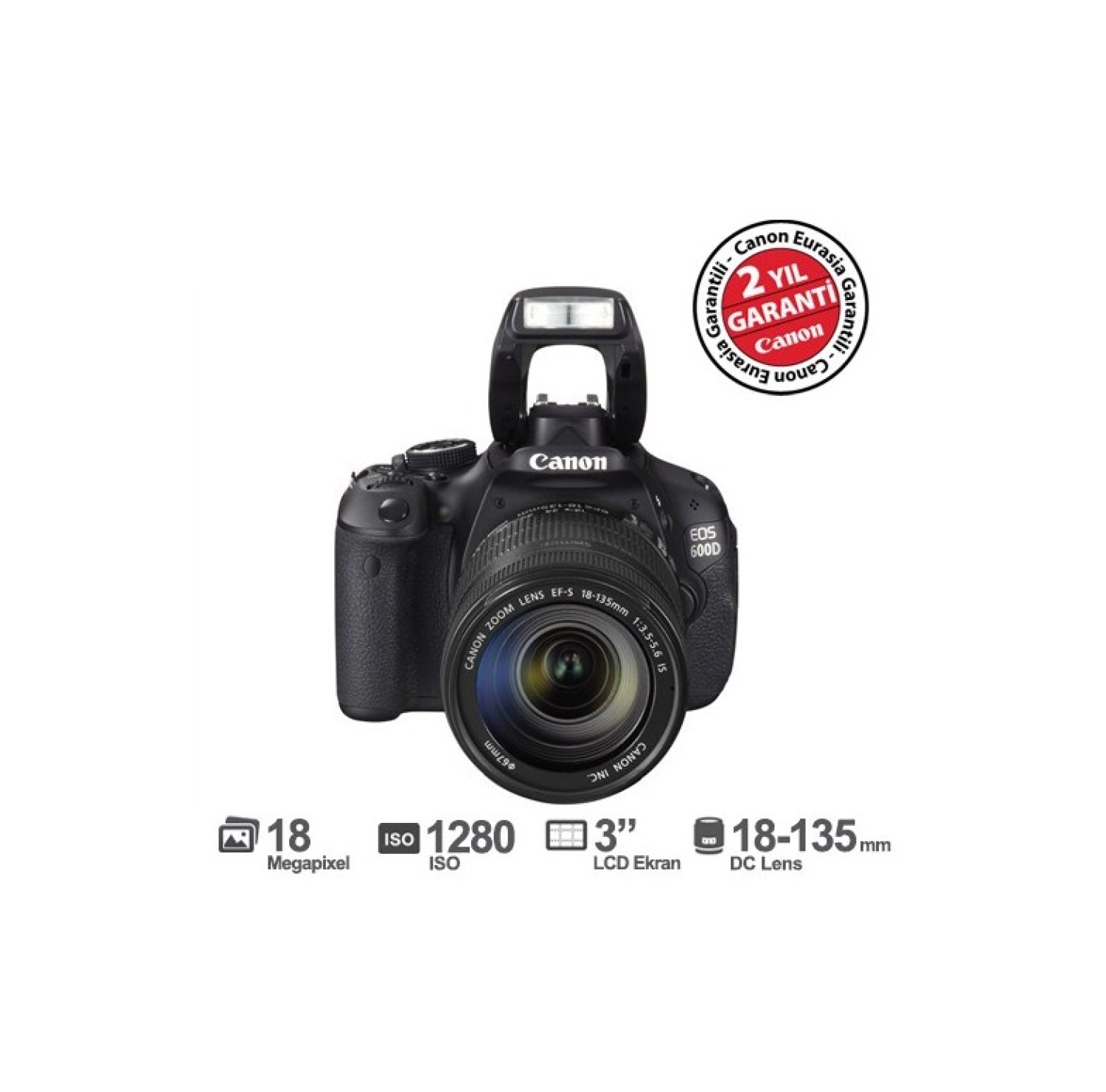 Canon Eos 600D 18-135Mm Is Ii 18 Mp 3.0" Lcd Slr Dijital Fotoğraf Makinesi - Görsel 2