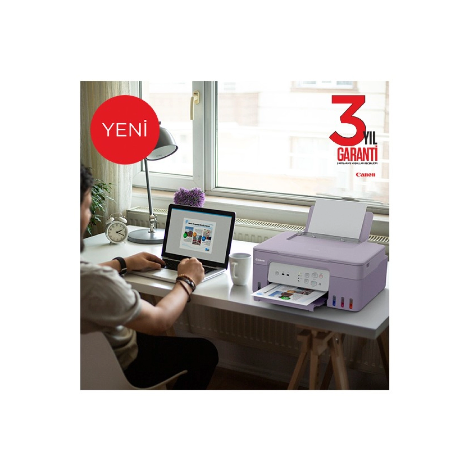 Canon G3430 Wi-Fi + Tarayıcı + Fotokopi Renkli Çok Fonksiyonlu Tanklı Mor Mürekkep Püskürtmeli Yazıcı - Görsel 4