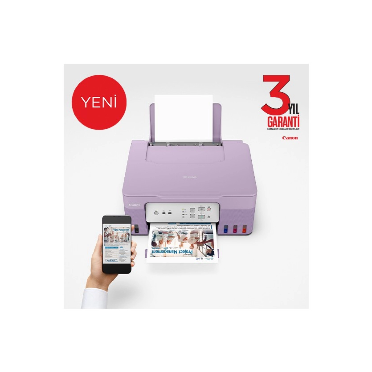 Canon G3430 Wi-Fi + Tarayıcı + Fotokopi Renkli Çok Fonksiyonlu Tanklı Mor Mürekkep Püskürtmeli Yazıcı - Görsel 3