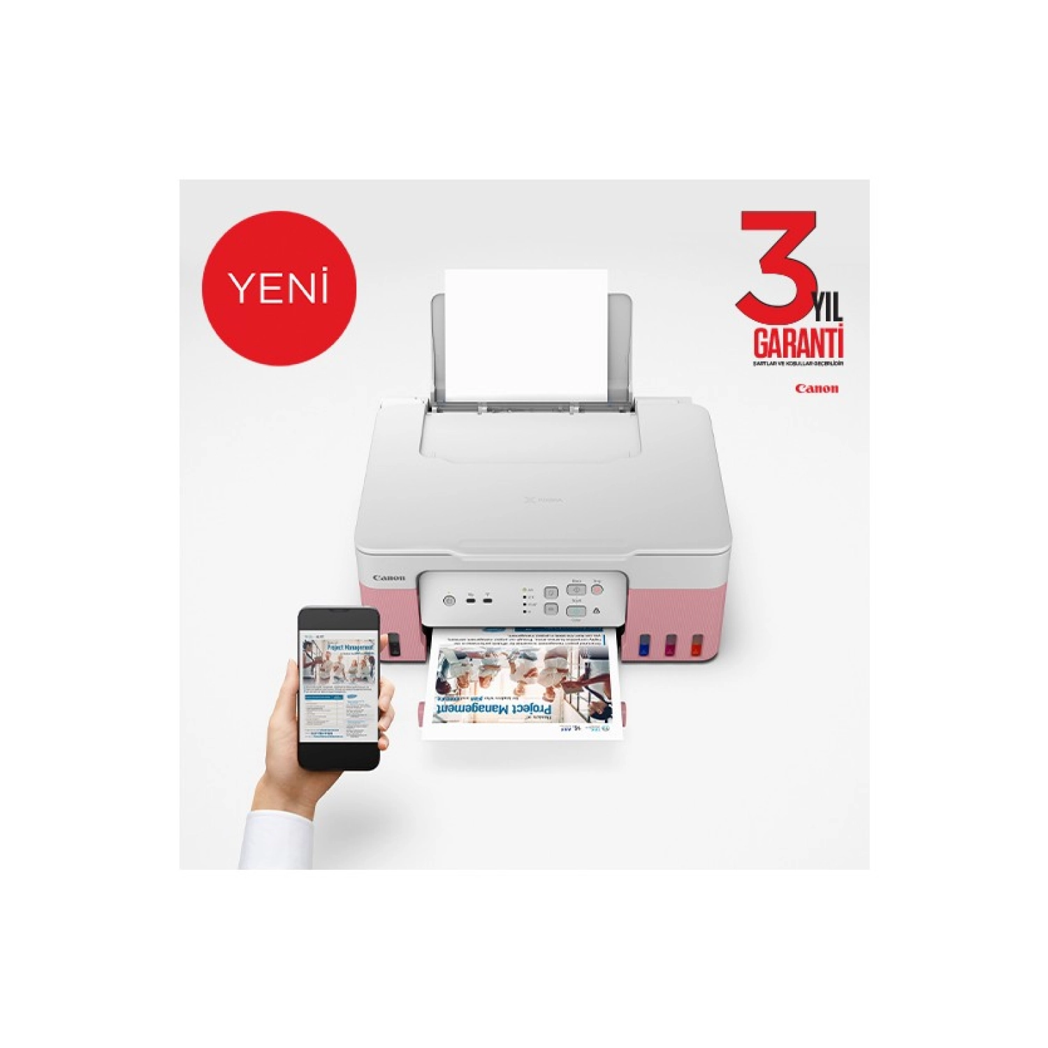 Canon G3430 Wi-Fi + Tarayıcı + Fotokopi Renkli Çok Fonksiyonlu Tanklı Pembe Mürekkep Püskürtmeli Yazıcı - Görsel 3